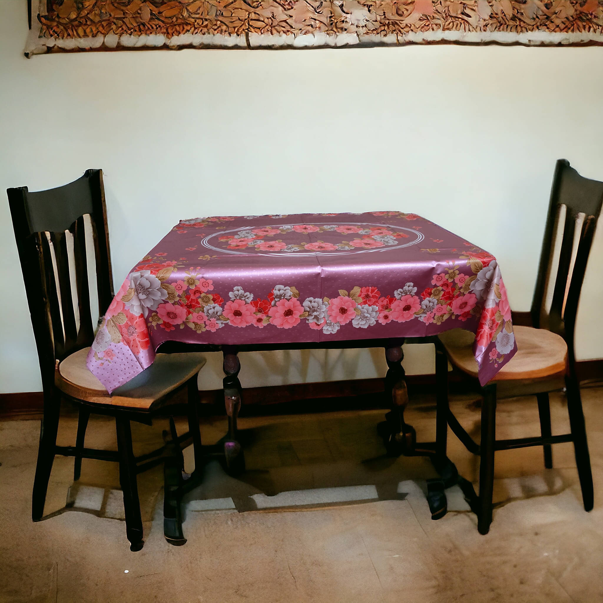     			mopak decor Embroidered Polyester 4 Seater Rectangle Table Cover ( 137 x 91 ) cm Pack of 1 Maroon