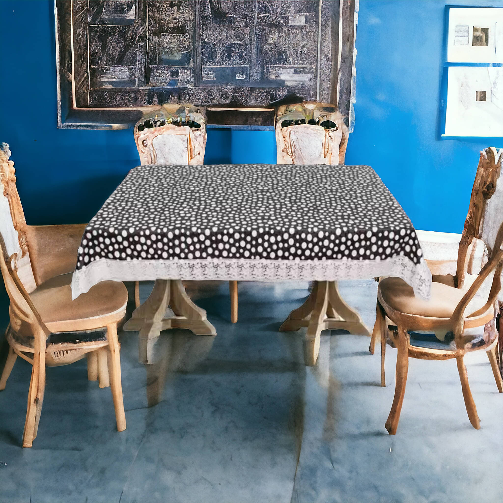 mopak decor Embroidered Polyester 6 Seater Rectangle Table Cover ( 229 x 152 ) cm Pack of 1 Black mopak decor Embroidered Polyester 6 Seater Rectangle Table Cover ( 229 x 152 ) cm Pack of 1 Black
