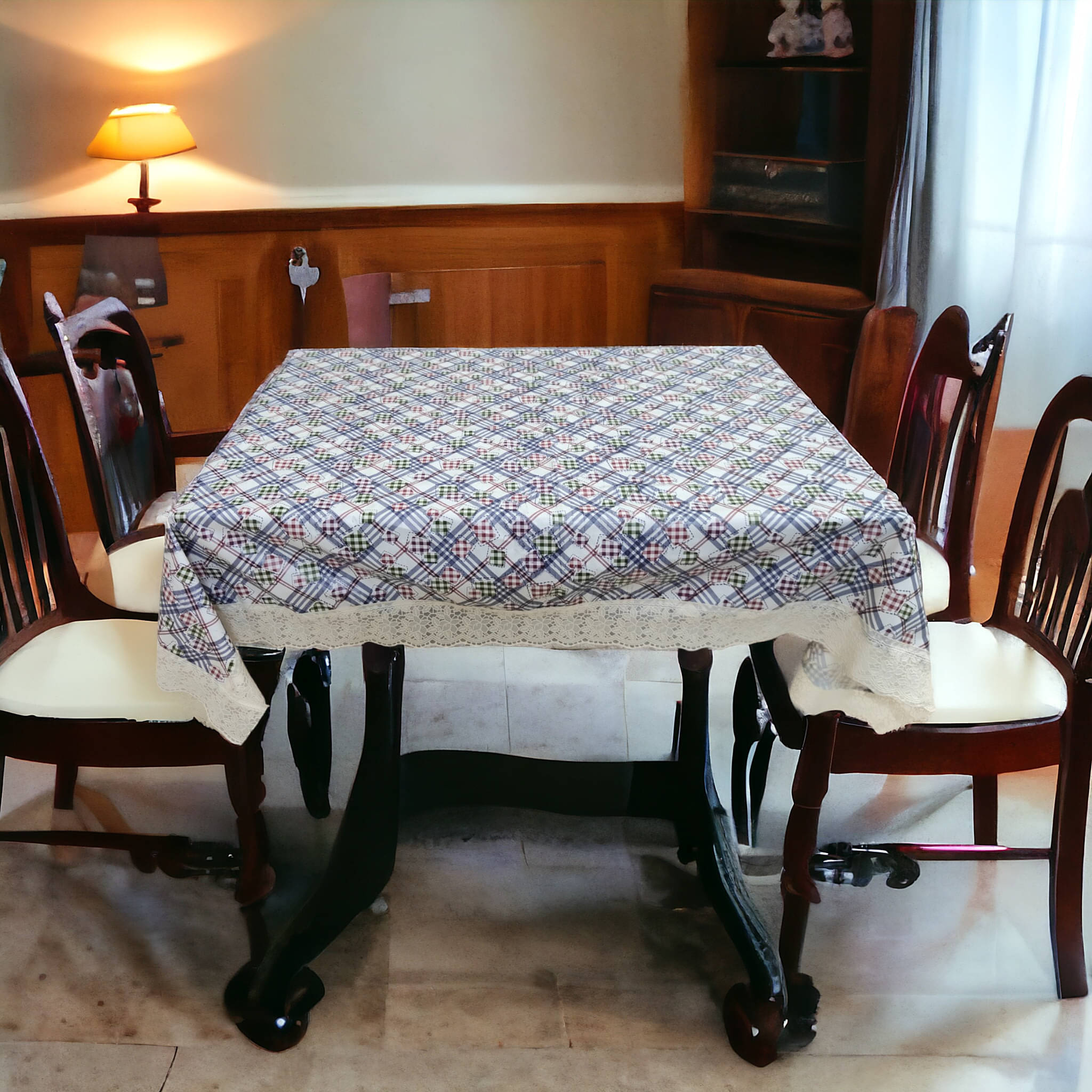 mopak decor Embroidered Polyester 6 Seater Rectangle Table Cover ( 229 x 152 ) cm Pack of 1 Blue mopak decor Embroidered Polyester 6 Seater Rectangle Table Cover ( 229 x 152 ) cm Pack of 1 Blue