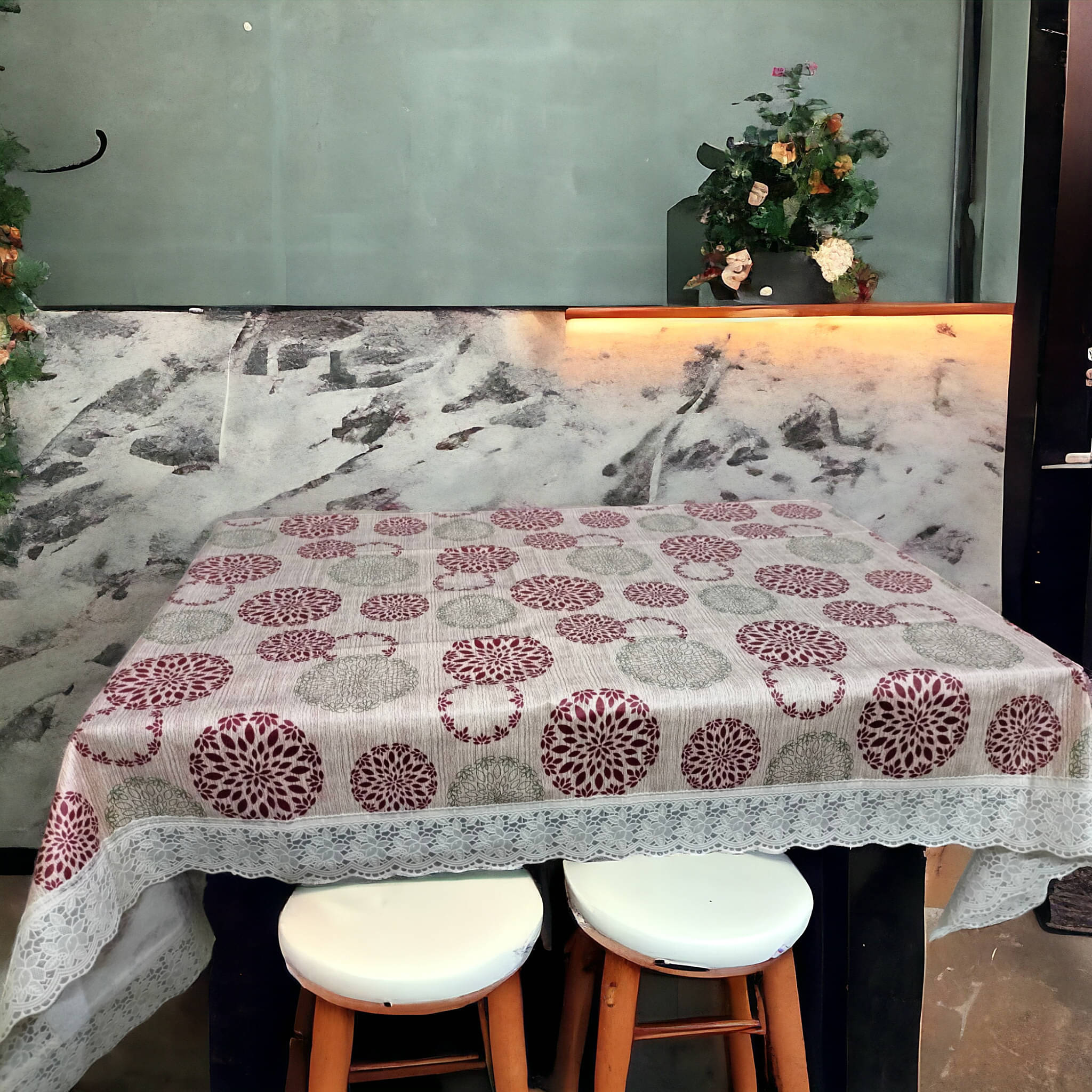 mopak decor Embroidered Polyester 6 Seater Rectangle Table Cover ( 229 x 152 ) cm Pack of 1 Green mopak decor Embroidered Polyester 6 Seater Rectangle Table Cover ( 229 x 152 ) cm Pack of 1 Green