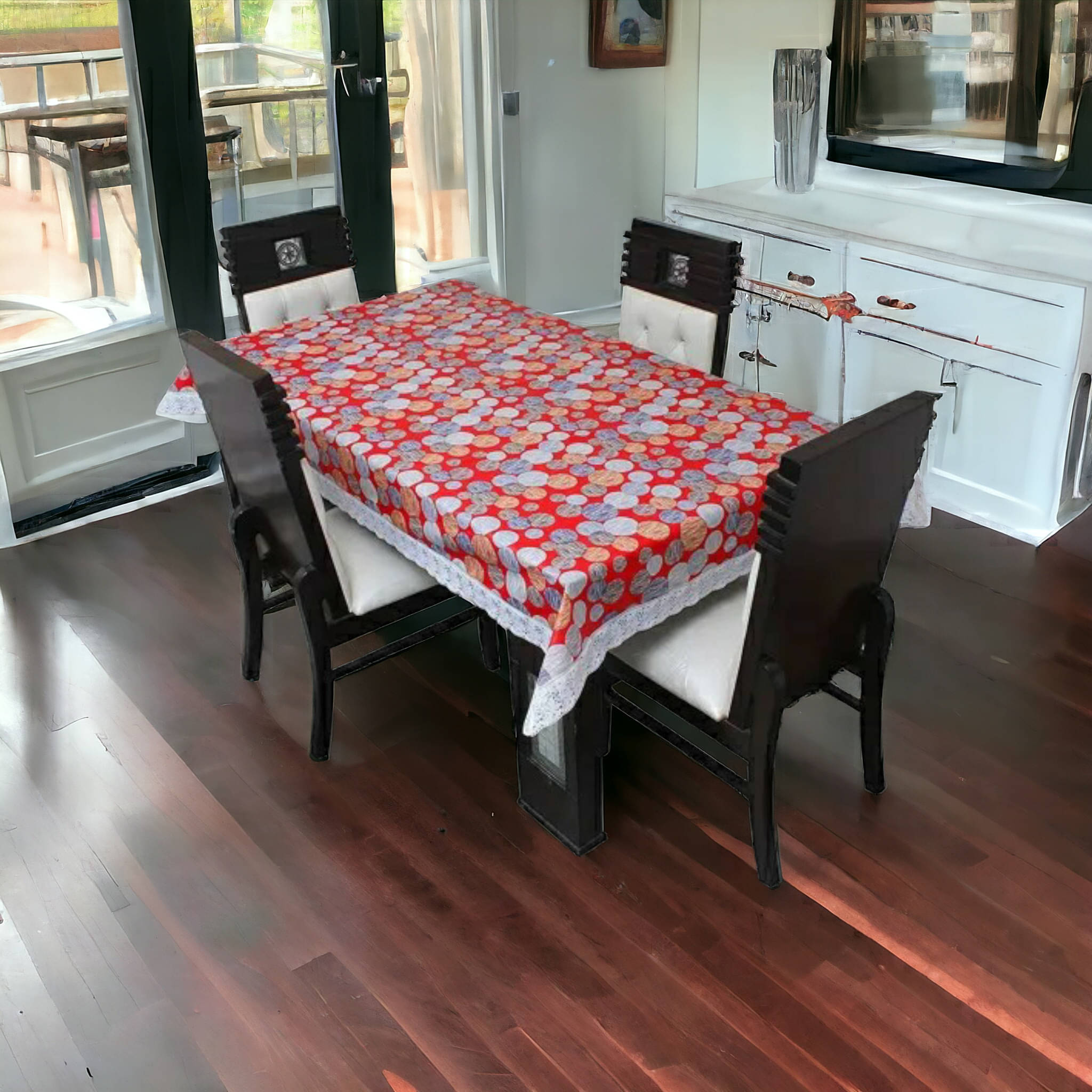 mopak decor Printed Polyester 2 Seater Square Table Cover ( 152 x 102 ) cm Pack of 1 Red mopak decor Printed Polyester 2 Seater Square Table Cover ( 152 x 102 ) cm Pack of 1 Red
