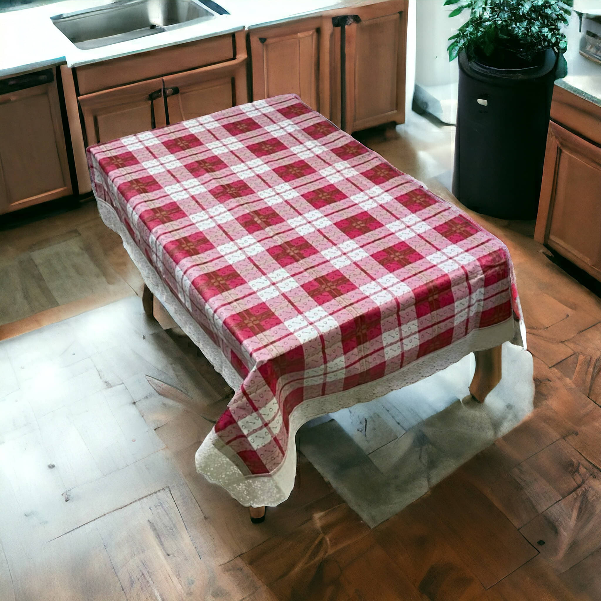 mopak decor Printed Polyester 2 Seater Square Table Cover ( 152 x 102 ) cm Pack of 1 Pink mopak decor Printed Polyester 2 Seater Square Table Cover ( 152 x 102 ) cm Pack of 1 Pink