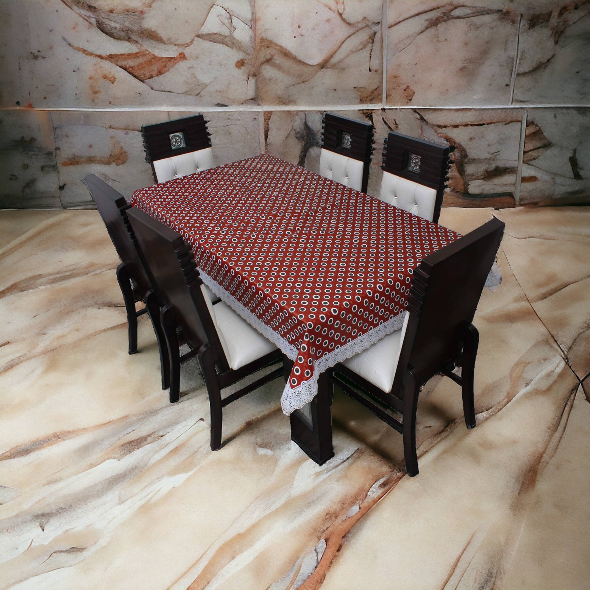    			mopak decor Printed Polyester 2 Seater Square Table Cover ( 152 x 102 ) cm Pack of 1 Maroon