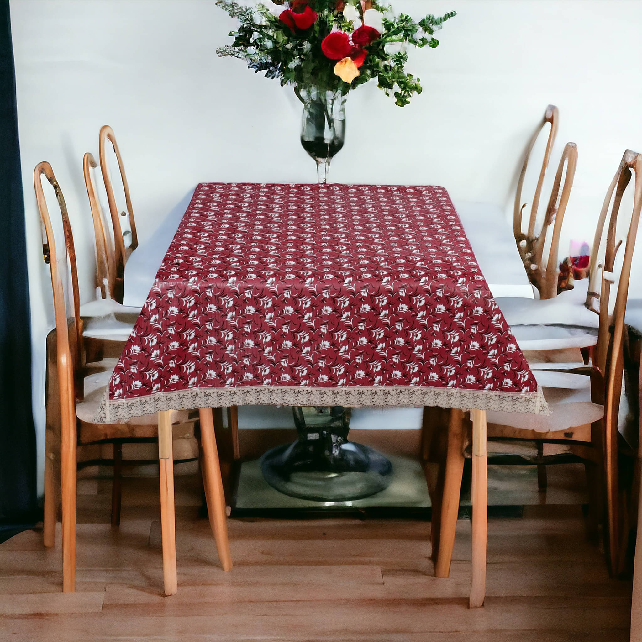     			mopak decor Printed Polyester 2 Seater Square Table Cover ( 152 x 102 ) cm Pack of 1 Pink