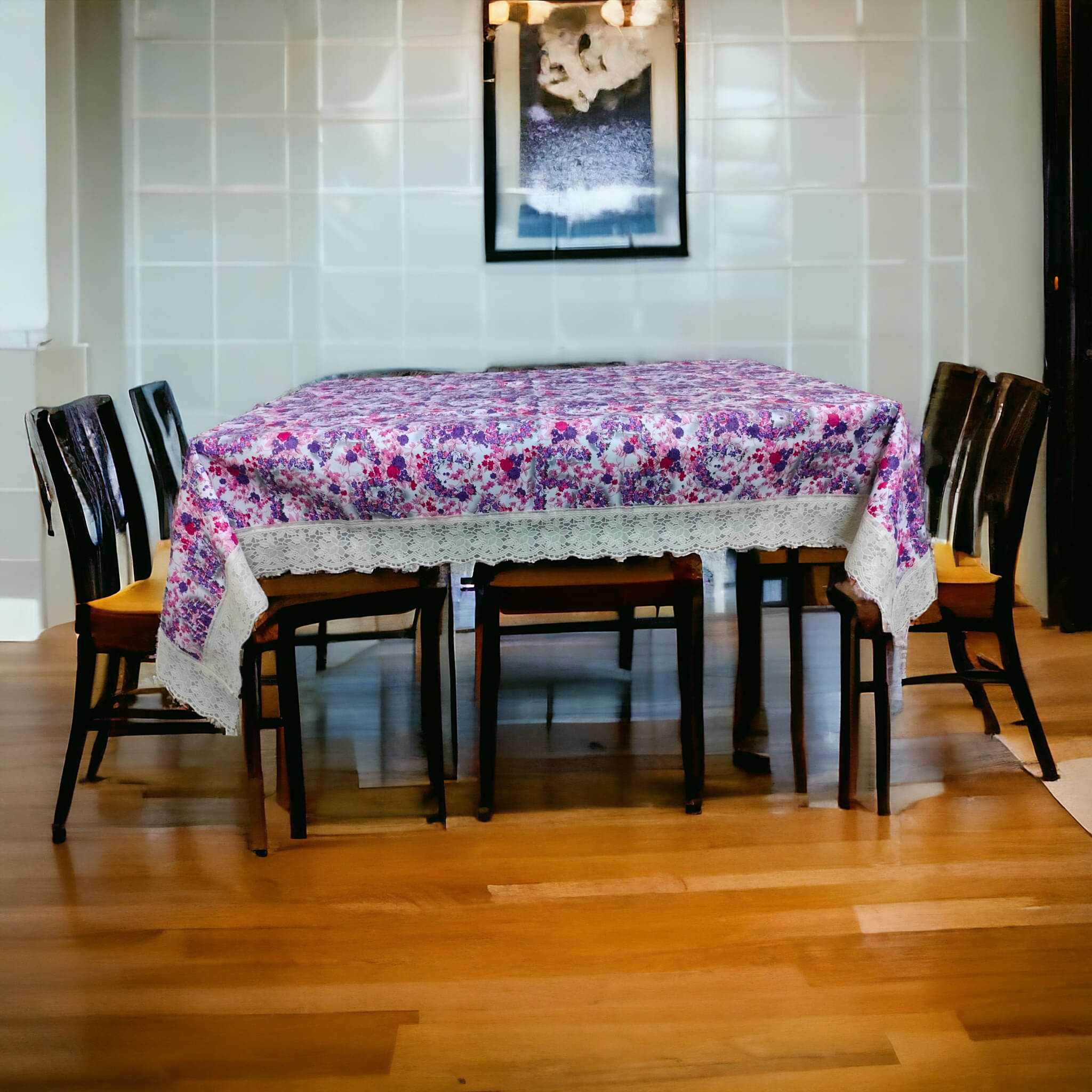     			mopak decor Printed Polyester 2 Seater Square Table Cover ( 152 x 102 ) cm Pack of 1 Pink