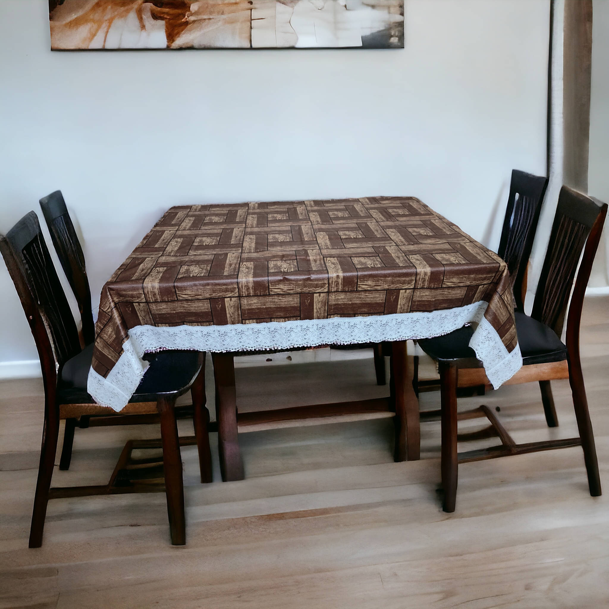 mopak decor Printed Polyester 2 Seater Square Table Cover ( 152 x 102 ) cm Pack of 1 Brown mopak decor Printed Polyester 2 Seater Square Table Cover ( 152 x 102 ) cm Pack of 1 Brown