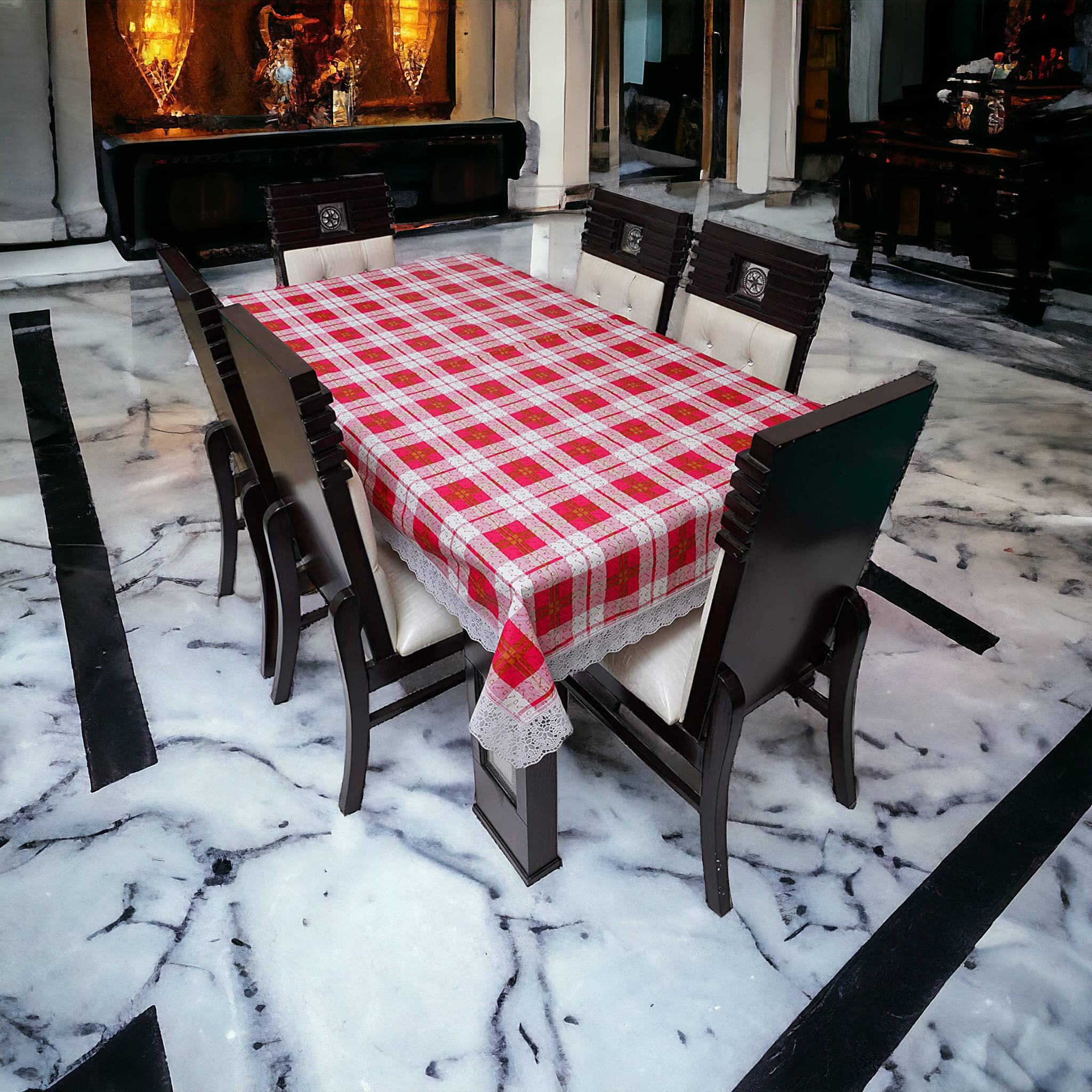 mopak decor Printed Polyester 2 Seater Square Table Cover ( 152 x 102 ) cm Pack of 1 Red mopak decor Printed Polyester 2 Seater Square Table Cover ( 152 x 102 ) cm Pack of 1 Red