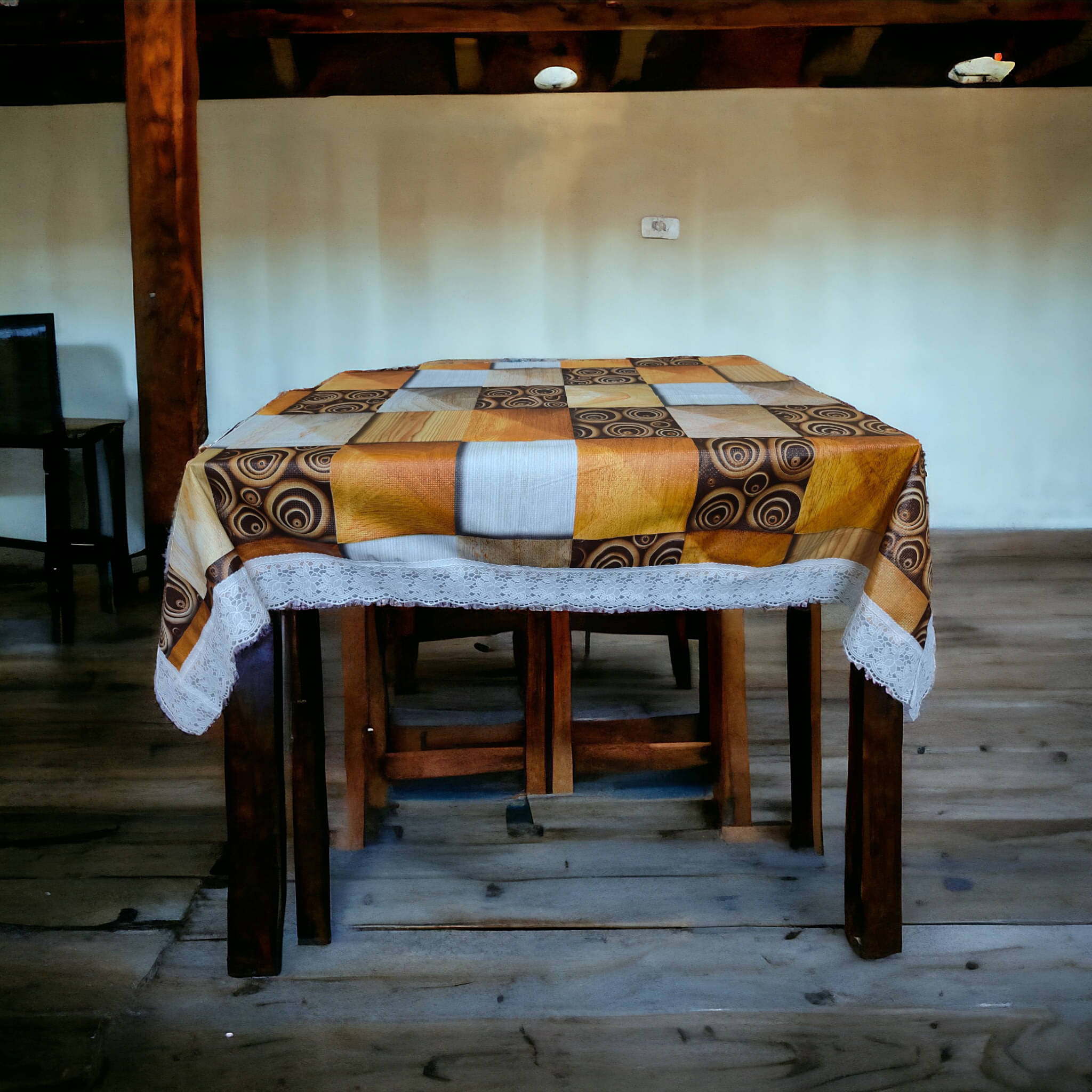     			mopak decor Printed Polyester 4 Seater Square Table Cover ( 152 x 102 ) cm Pack of 1 Gold