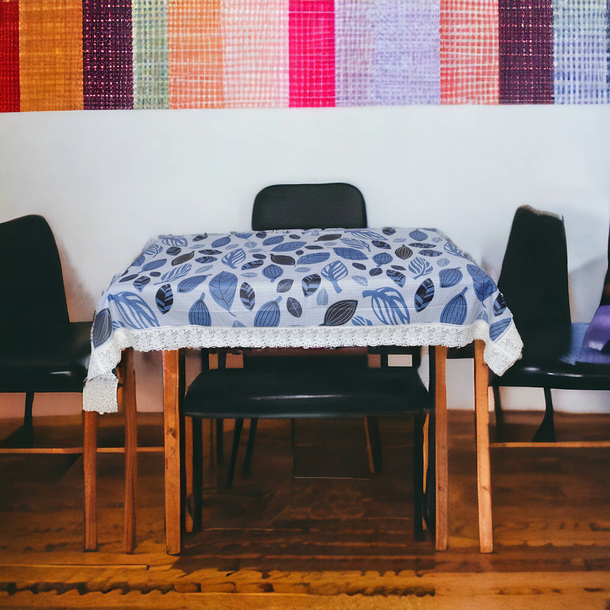     			mopak decor Printed Polyester 4 Seater Square Table Cover ( 152 x 102 ) cm Pack of 1 Blue