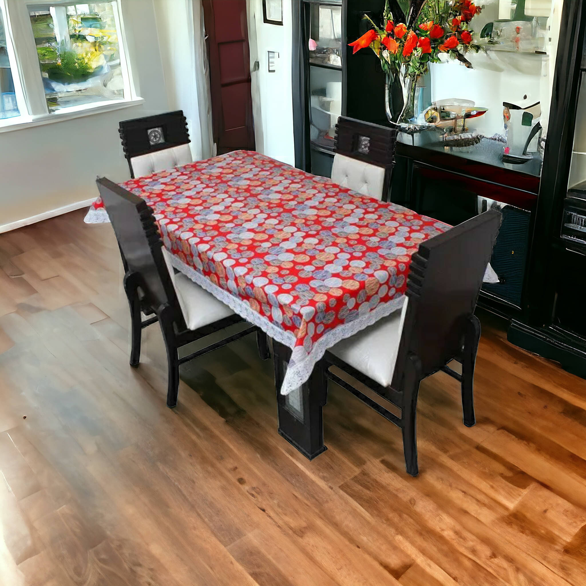 mopak decor Printed Polyester 4 Seater Square Table Cover ( 152 x 102 ) cm Pack of 1 Red mopak decor Printed Polyester 4 Seater Square Table Cover ( 152 x 102 ) cm Pack of 1 Red