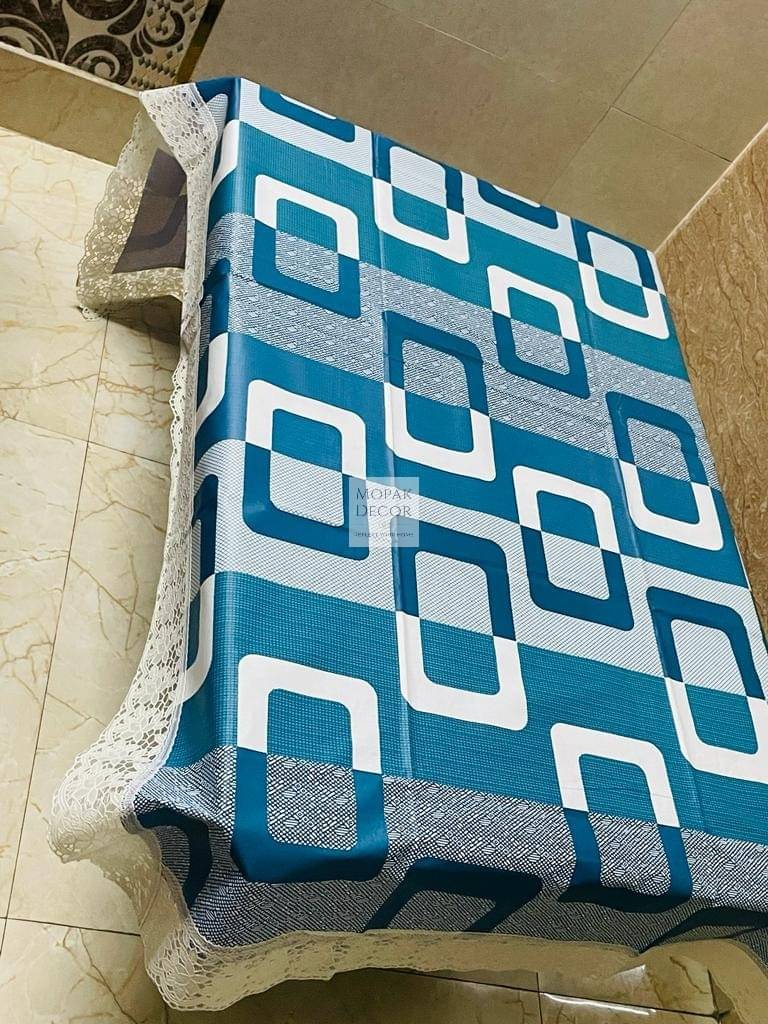     			mopak decor Printed Polyester 4 Seater Square Table Cover ( 152 x 102 ) cm Pack of 1 Blue