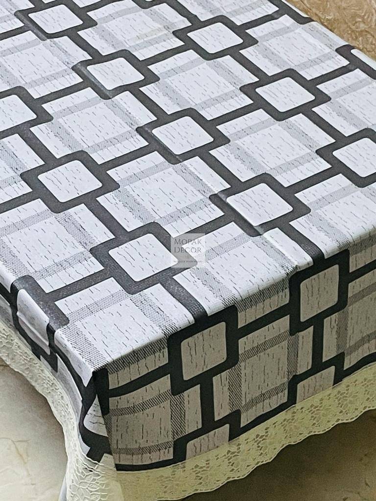     			mopak decor Printed Polyester 4 Seater Square Table Cover ( 152 x 102 ) cm Pack of 1 Gray