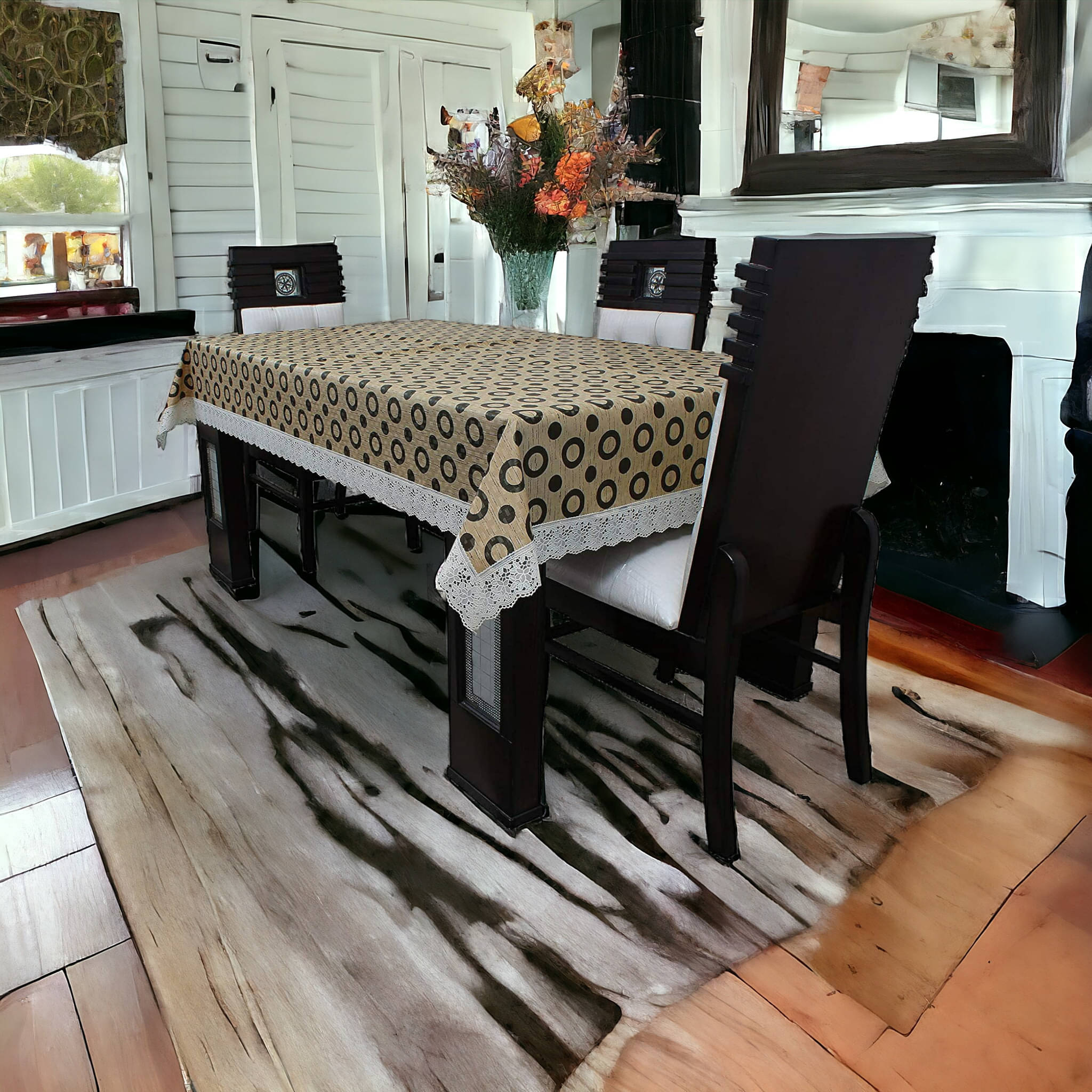 mopak decor Printed Polyester 4 Seater Square Table Cover ( 152 x 102 ) cm Pack of 1 Brown mopak decor Printed Polyester 4 Seater Square Table Cover ( 152 x 102 ) cm Pack of 1 Brown