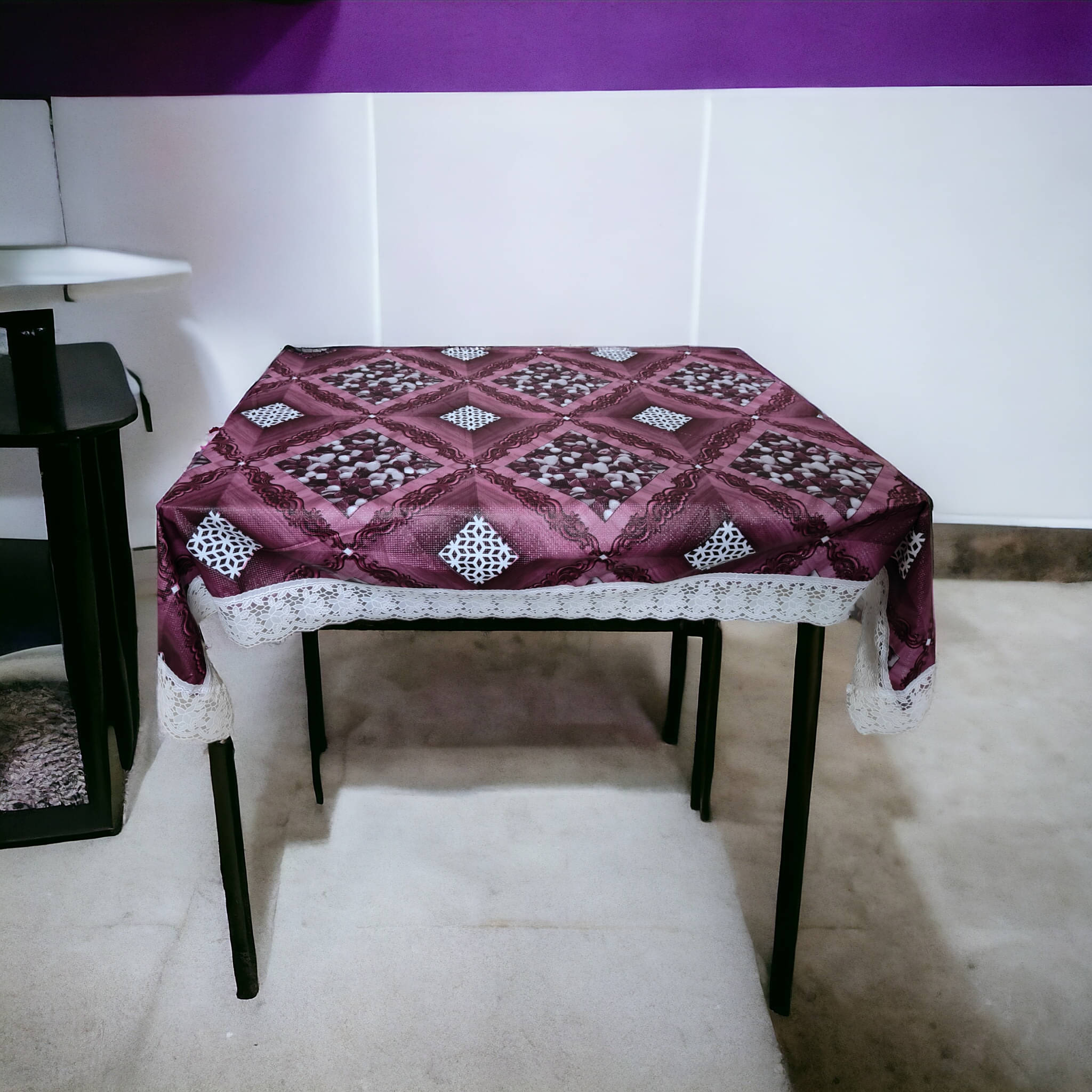 mopak decor Printed Polyester 4 Seater Square Table Cover ( 152 x 102 ) cm Pack of 1 Purple mopak decor Printed Polyester 4 Seater Square Table Cover ( 152 x 102 ) cm Pack of 1 Purple
