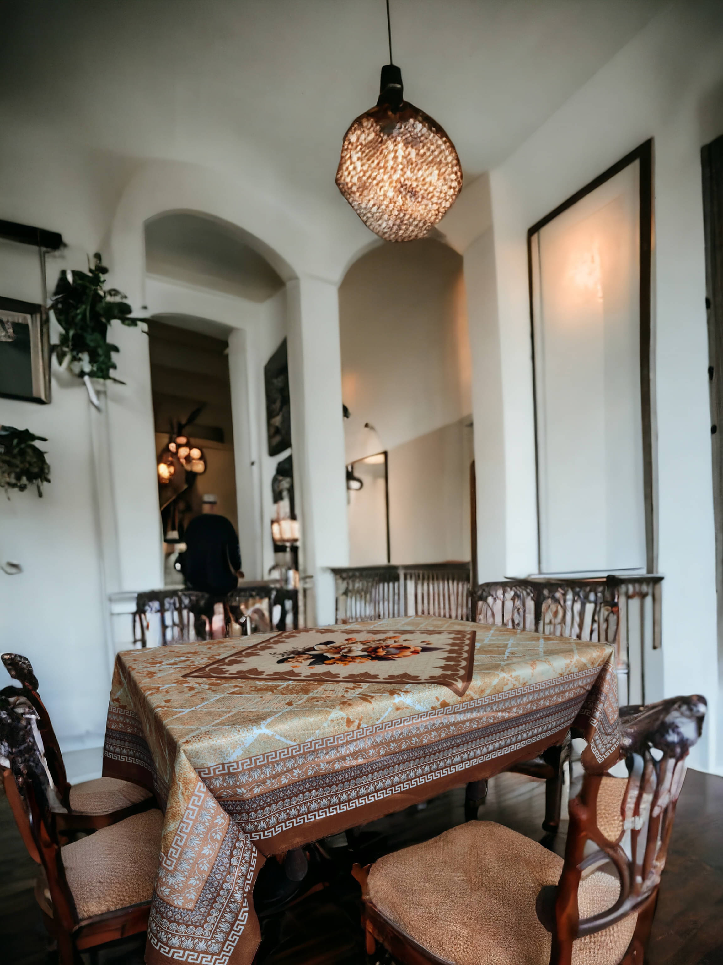     			mopak decor Printed Polyester 4 Seater Square Table Cover ( 137 x 91 ) cm Pack of 1 Brown