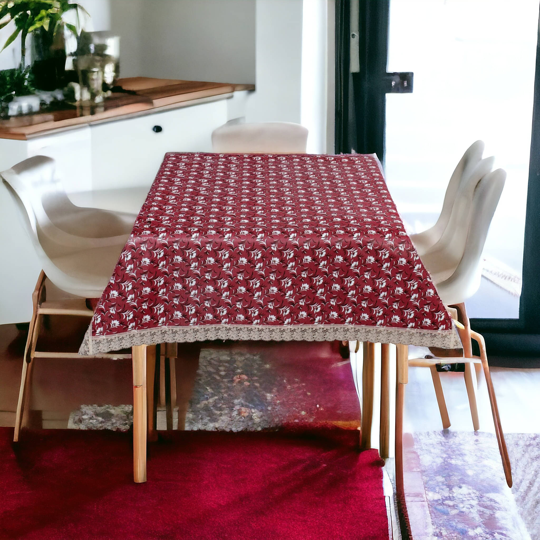 mopak decor Printed Polyester 4 Seater Square Table Cover ( 152 x 102 ) cm Pack of 1 Pink mopak decor Printed Polyester 4 Seater Square Table Cover ( 152 x 102 ) cm Pack of 1 Pink