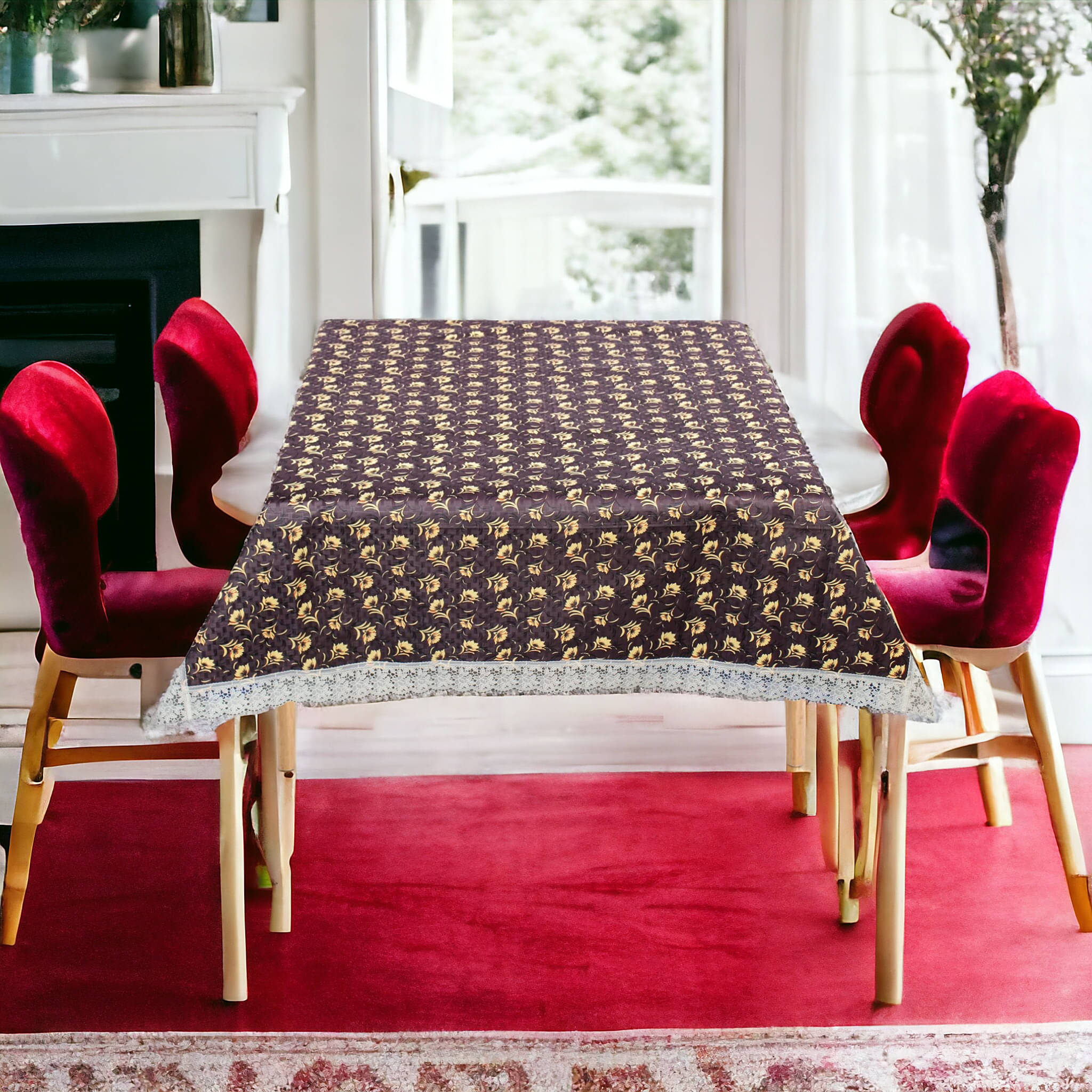 mopak decor Printed Polyester 4 Seater Square Table Cover ( 152 x 102 ) cm Pack of 1 Brown mopak decor Printed Polyester 4 Seater Square Table Cover ( 152 x 102 ) cm Pack of 1 Brown
