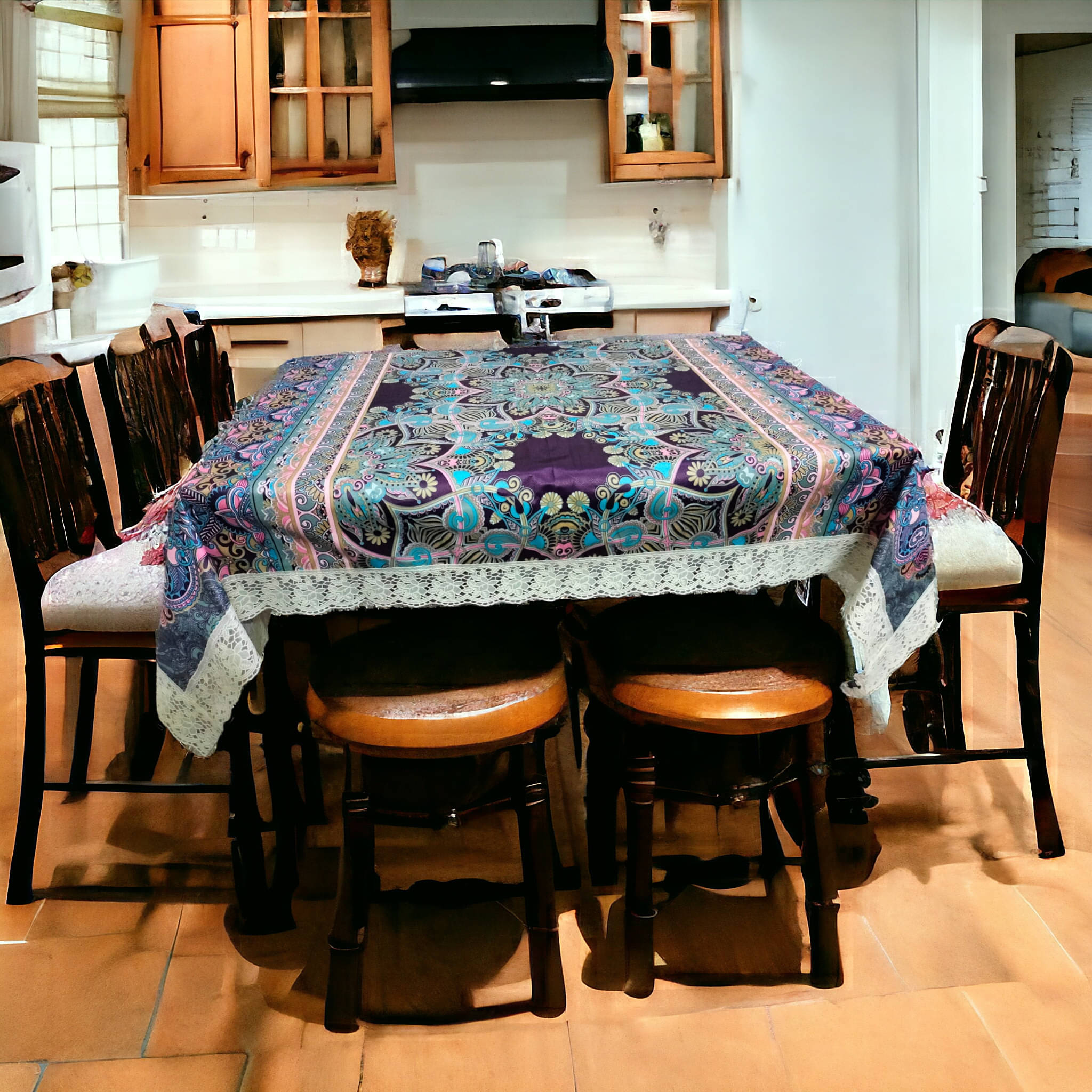 mopak decor Printed Polyester 4 Seater Square Table Cover ( 152 x 102 ) cm Pack of 1 Purple mopak decor Printed Polyester 4 Seater Square Table Cover ( 152 x 102 ) cm Pack of 1 Purple