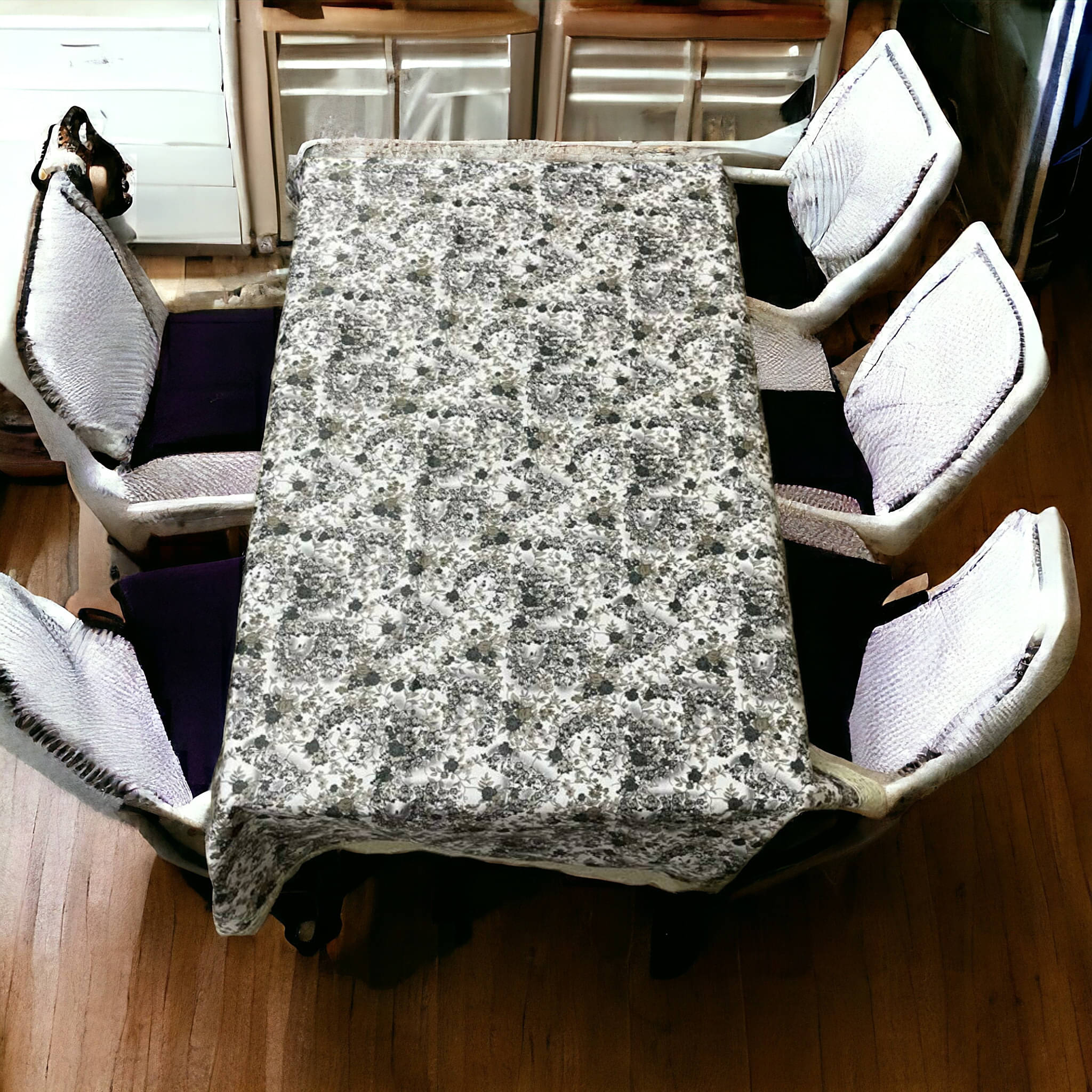 mopak decor Printed Polyester 4 Seater Square Table Cover ( 152 x 102 ) cm Pack of 1 Gray mopak decor Printed Polyester 4 Seater Square Table Cover ( 152 x 102 ) cm Pack of 1 Gray