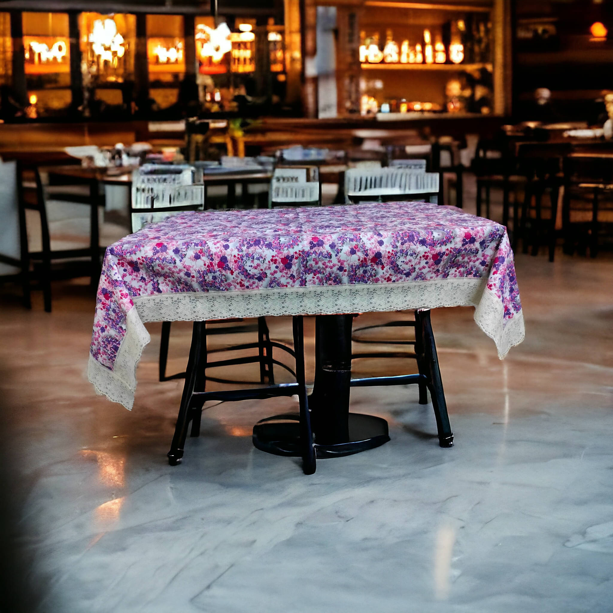     			mopak decor Printed Polyester 4 Seater Square Table Cover ( 152 x 102 ) cm Pack of 1 Pink
