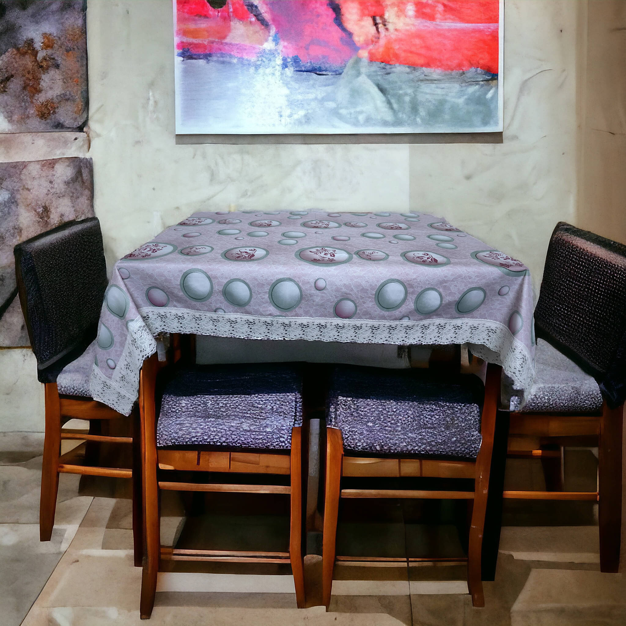    			mopak decor Printed Polyester 4 Seater Square Table Cover ( 152 x 102 ) cm Pack of 1 Pink