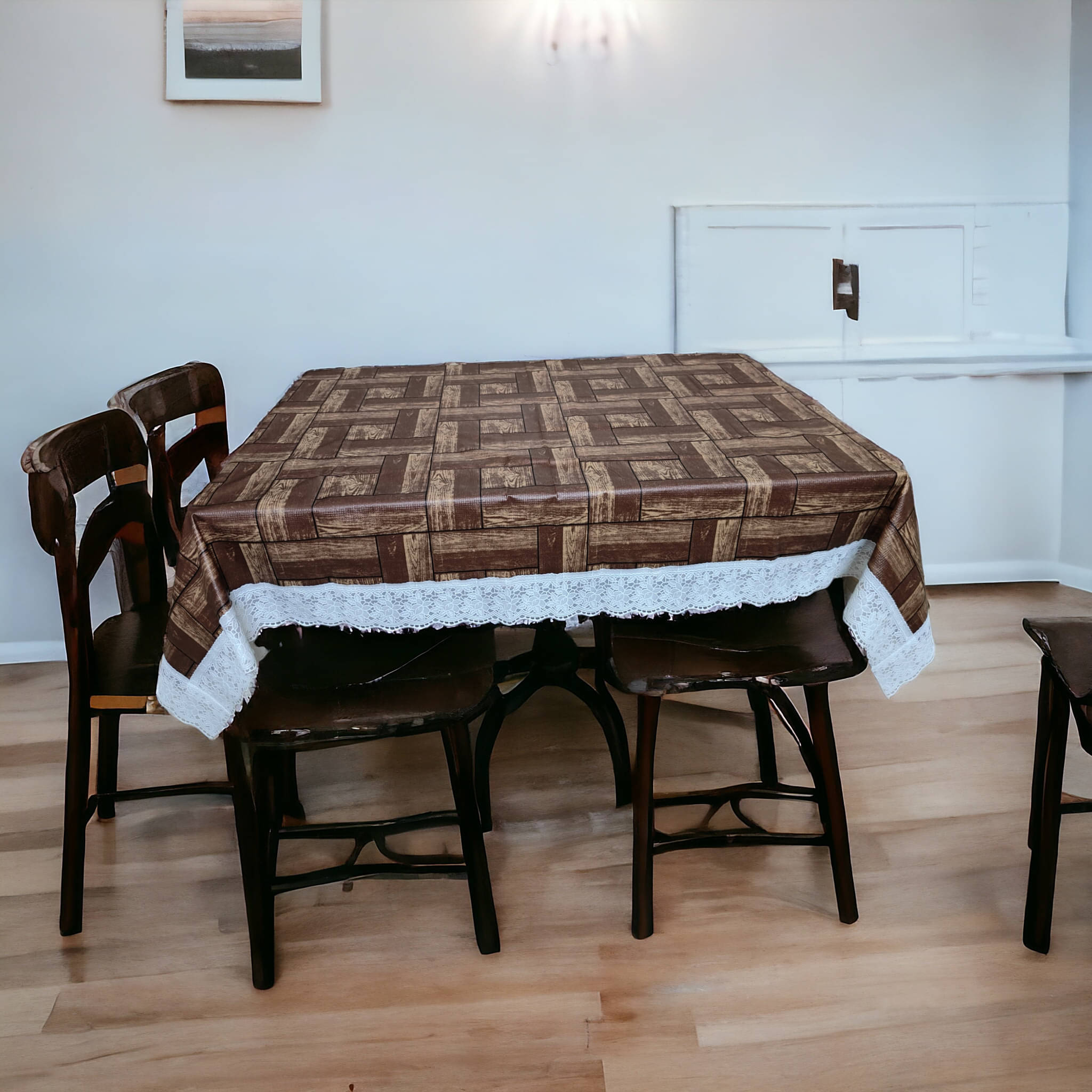 mopak decor Printed Polyester 4 Seater Square Table Cover ( 152 x 102 ) cm Pack of 1 Brown mopak decor Printed Polyester 4 Seater Square Table Cover ( 152 x 102 ) cm Pack of 1 Brown