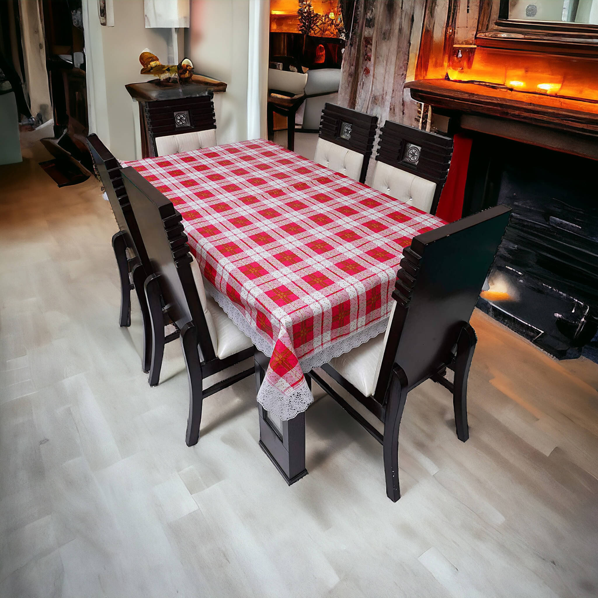     			mopak decor Printed Polyester 4 Seater Square Table Cover ( 152 x 102 ) cm Pack of 1 Red