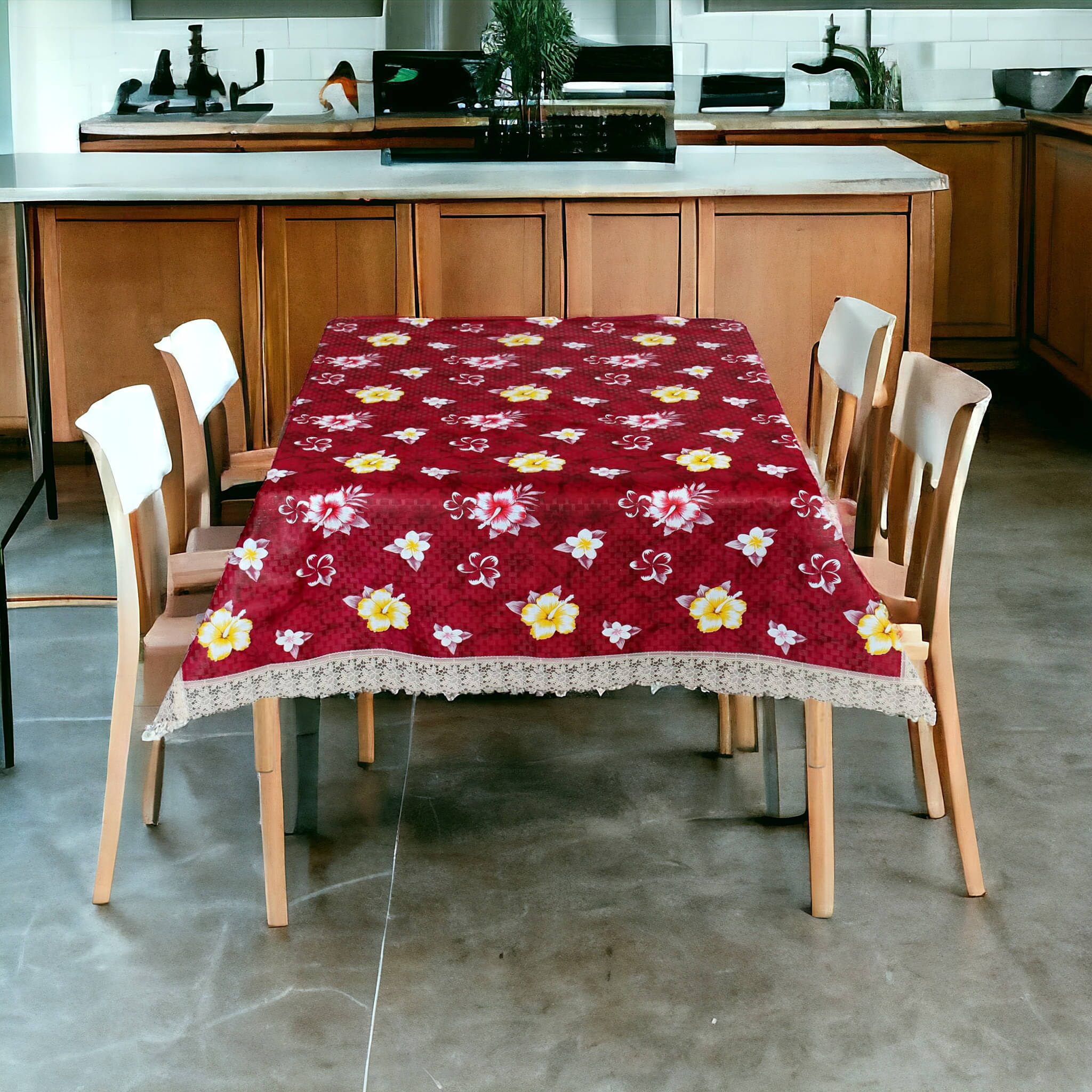     			mopak decor Printed Polyester 4 Seater Square Table Cover ( 152 x 102 ) cm Pack of 1 Maroon