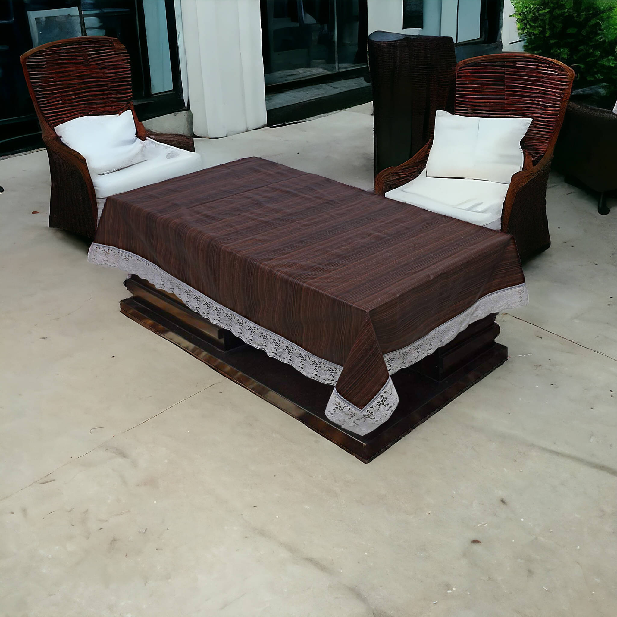 mopak decor Printed Polyester 6 Seater Rectangle Table Cover ( 229 x 152 ) cm Pack of 1 Brown     			mopak decor Printed Polyester 6 Seater Rectangle Table Cover ( 229 x 152 ) cm Pack of 1 Brown