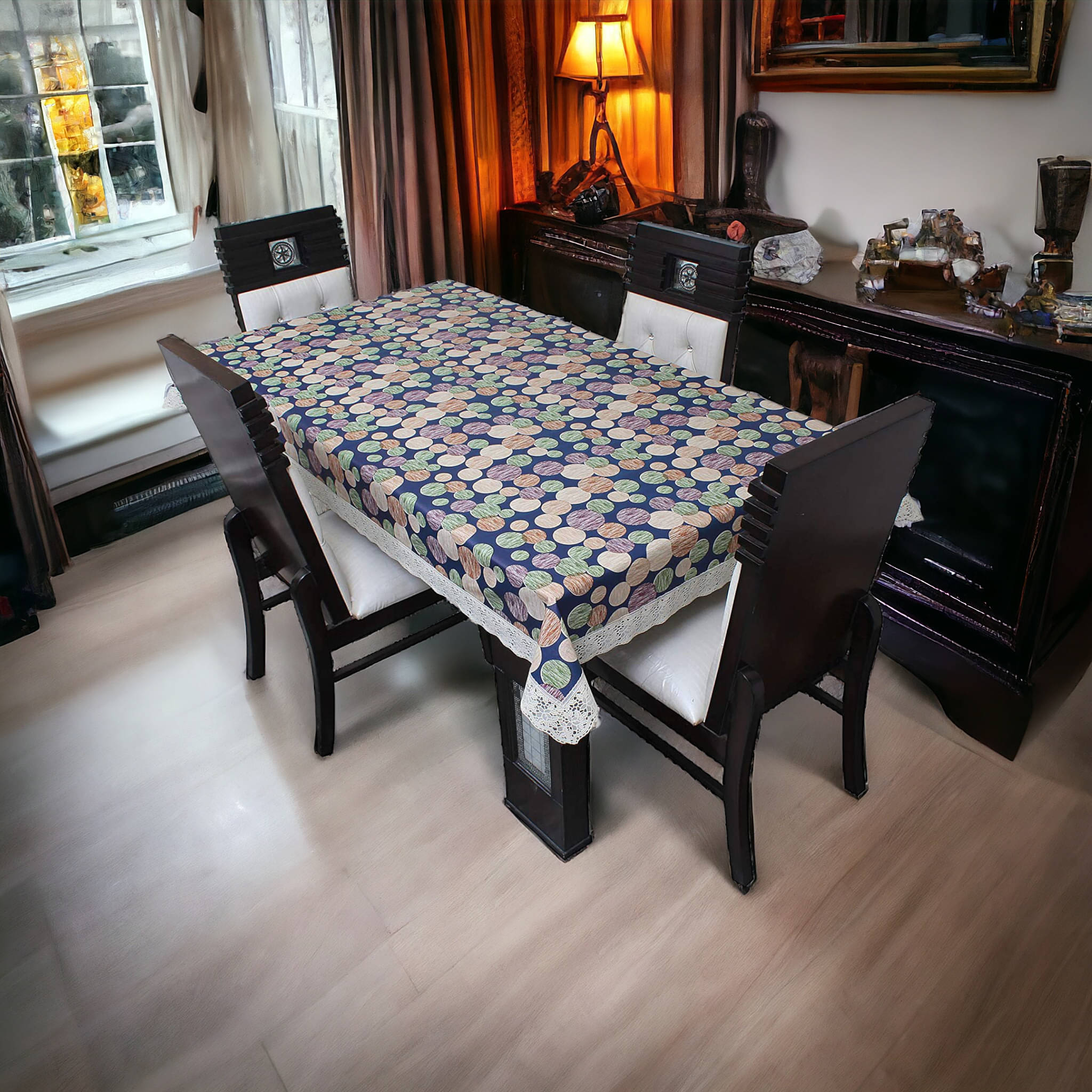 mopak decor Printed Polyester 6 Seater Rectangle Table Cover ( 229 x 152 ) cm Pack of 1 Blue mopak decor Printed Polyester 6 Seater Rectangle Table Cover ( 229 x 152 ) cm Pack of 1 Blue