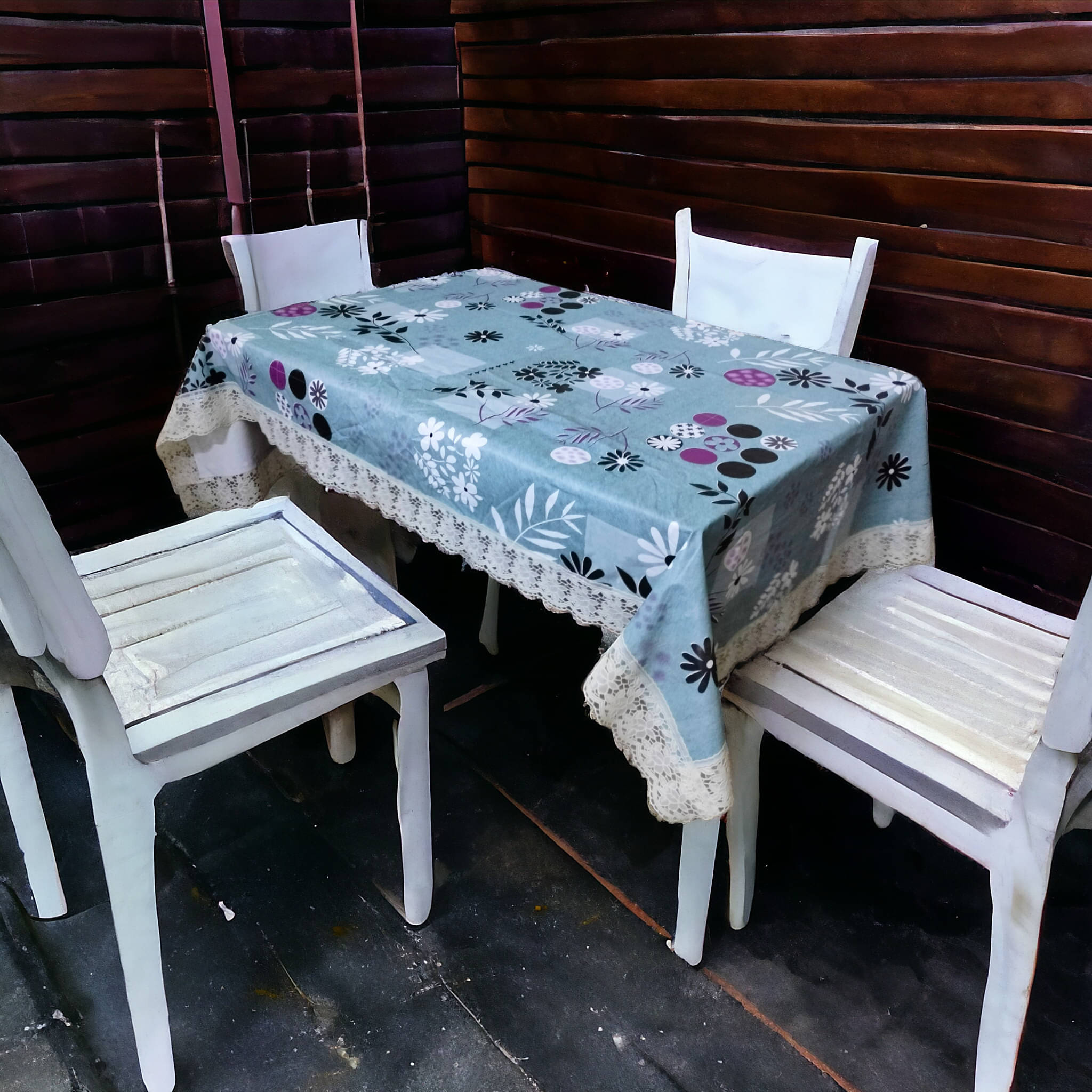     			mopak decor Printed Polyester 6 Seater Rectangle Table Cover ( 229 x 152 ) cm Pack of 1 Blue