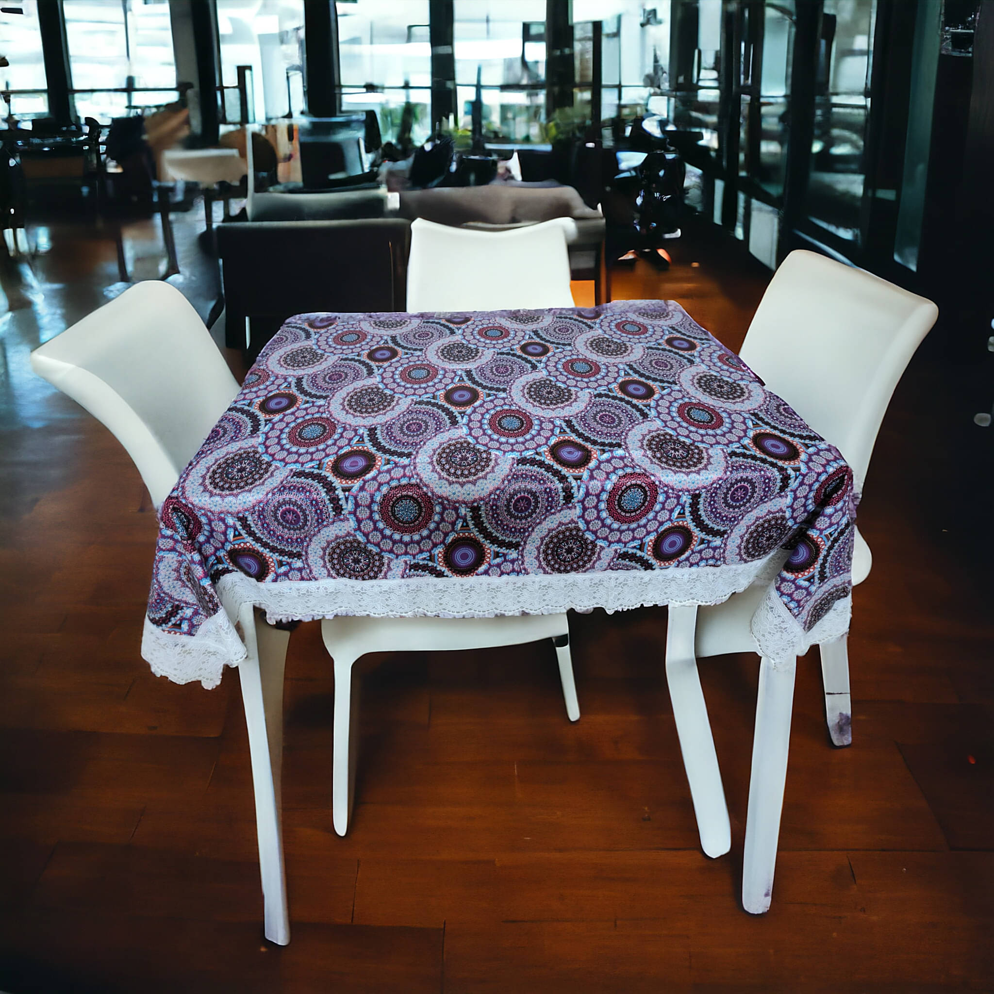     			mopak decor Printed Polyester 6 Seater Rectangle Table Cover ( 229 x 152 ) cm Pack of 1 Blue