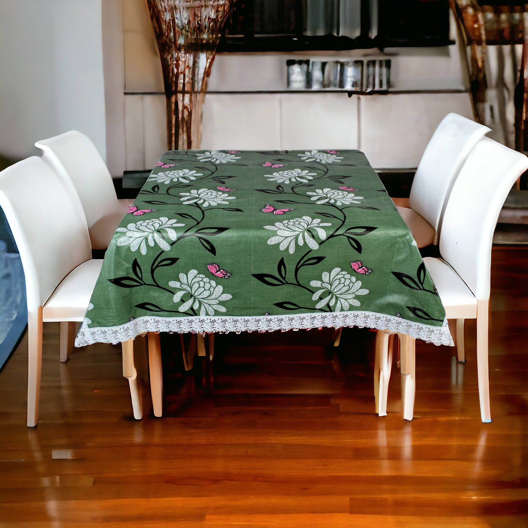 mopak decor Printed Polyester 6 Seater Rectangle Table Cover ( 229 x 152 ) cm Pack of 1 Green     			mopak decor Printed Polyester 6 Seater Rectangle Table Cover ( 229 x 152 ) cm Pack of 1 Green