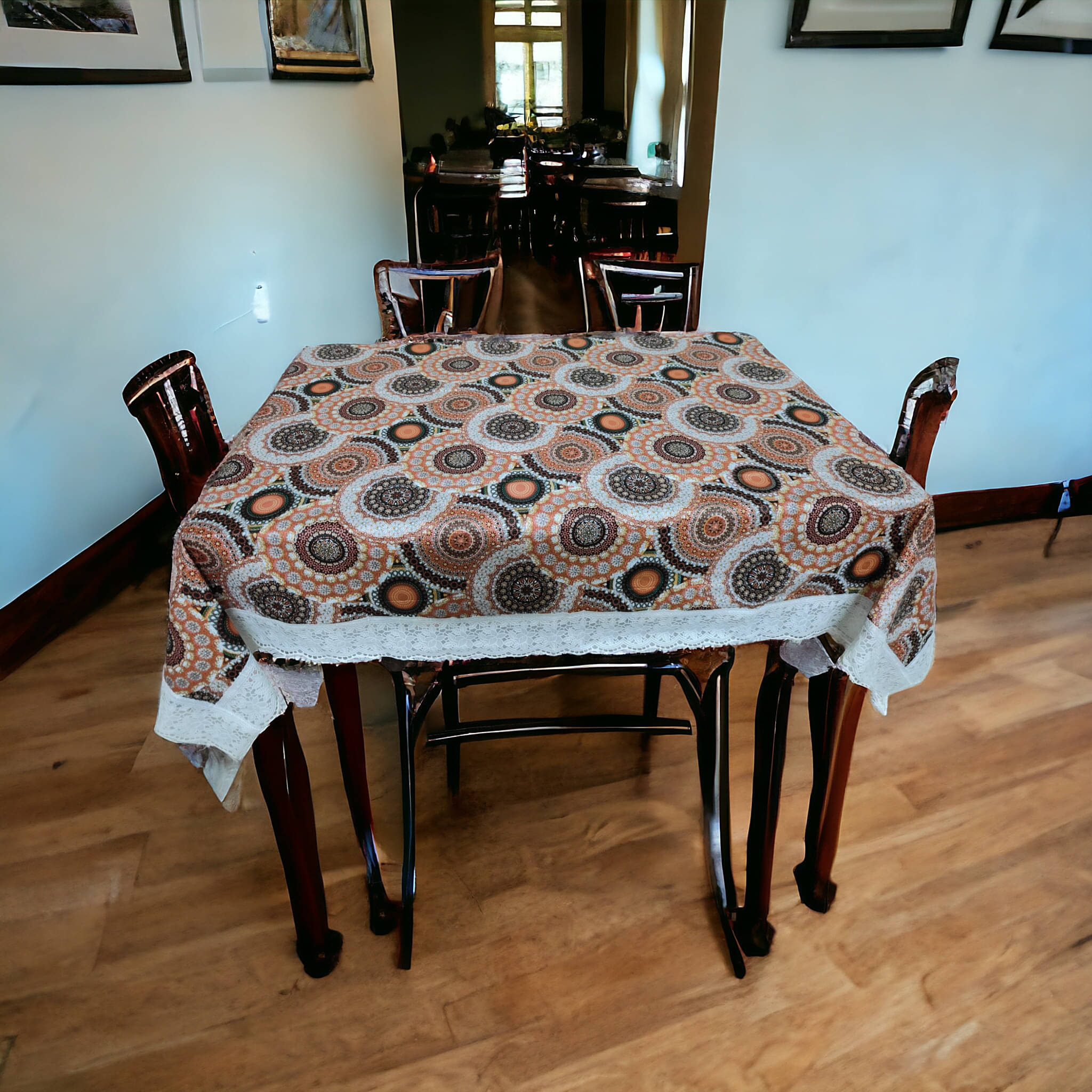 mopak decor Printed Polyester 6 Seater Rectangle Table Cover ( 229 x 152 ) cm Pack of 1 Orange mopak decor Printed Polyester 6 Seater Rectangle Table Cover ( 229 x 152 ) cm Pack of 1 Orange