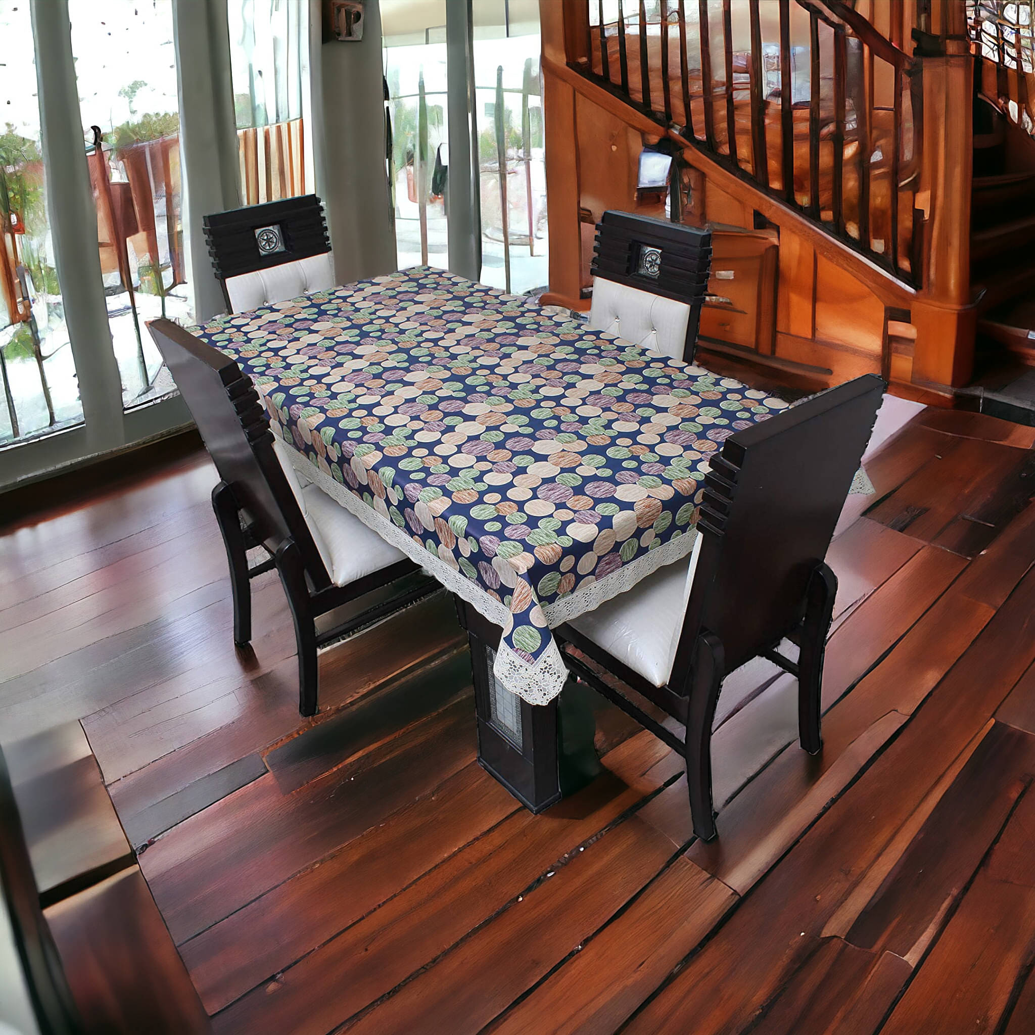     			mopak decor Printed Polyester 6 Seater Rectangle Table Cover ( 229 x 152 ) cm Pack of 1 White