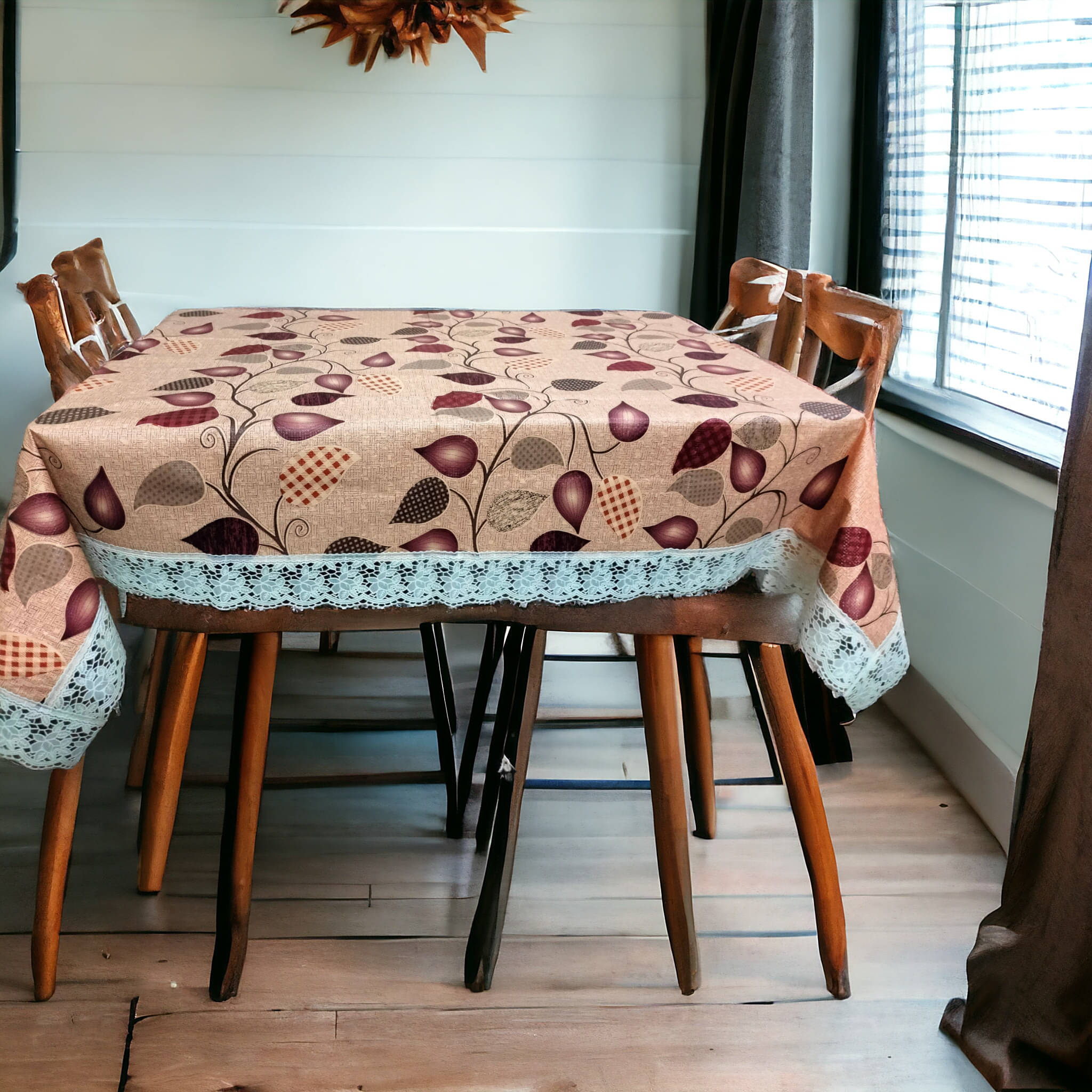     			mopak decor Printed Polyester 6 Seater Rectangle Table Cover ( 229 x 152 ) cm Pack of 1 Brown