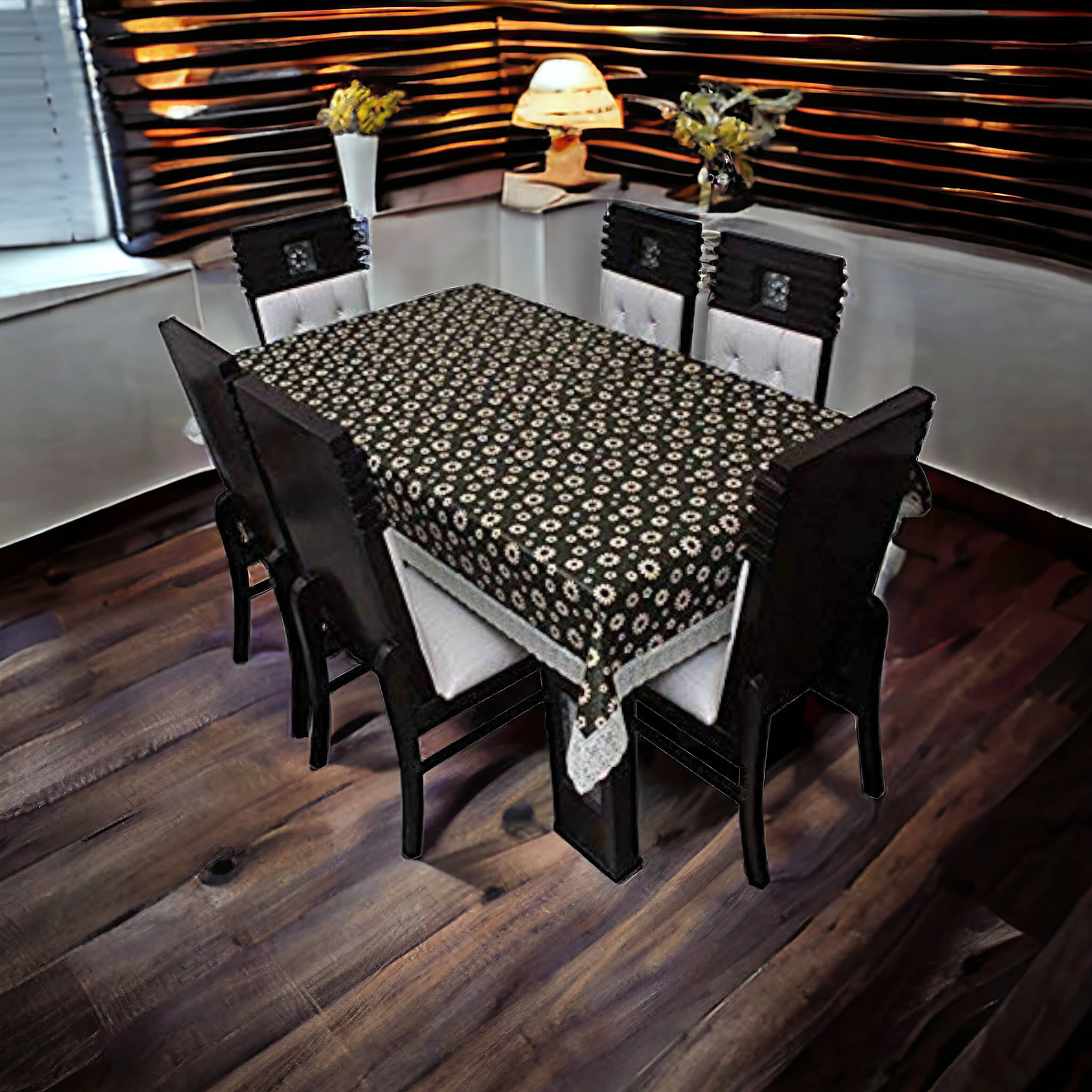     			mopak decor Printed Polyester 6 Seater Rectangle Table Cover ( 229 x 152 ) cm Pack of 1 Brown