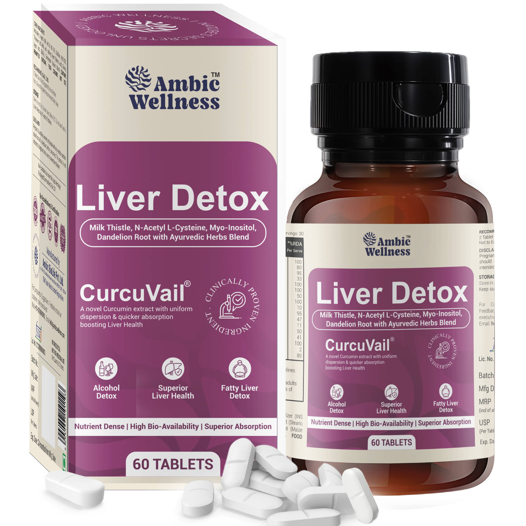 AMBIC WELLNESS Liver Detox for Fatty Liver Tablet 60 no.s