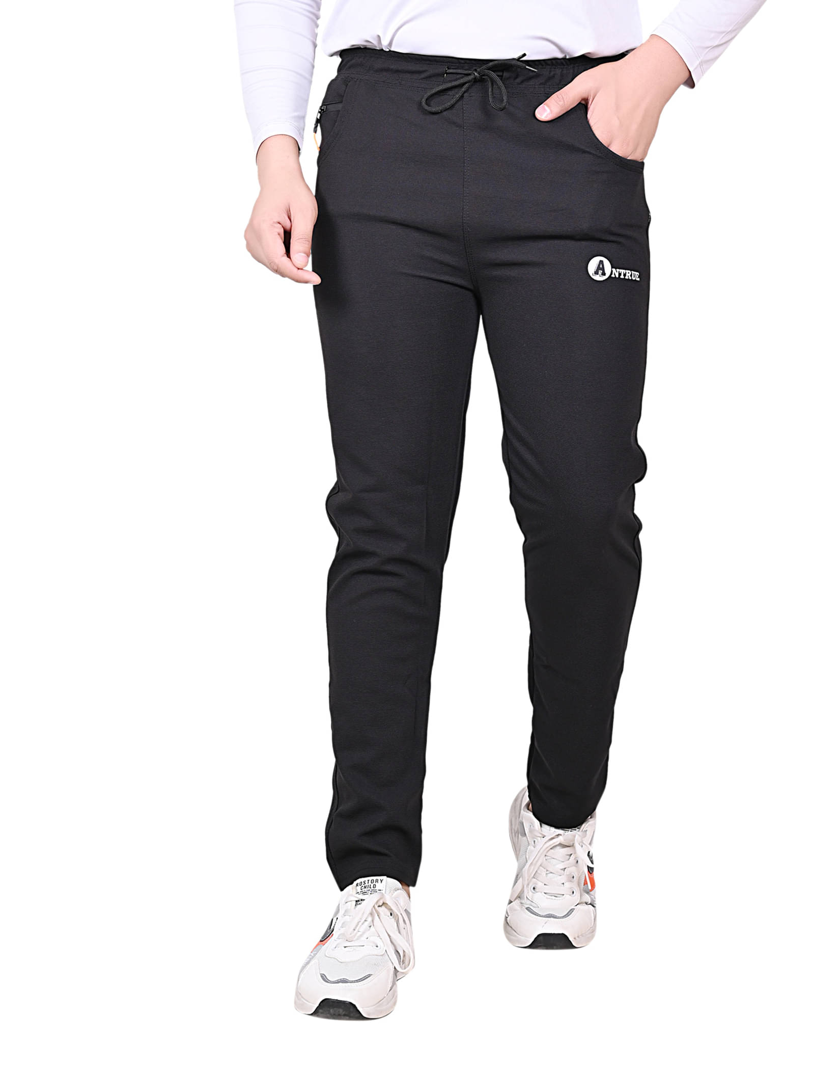 ANTRUE Black Polyester Blend Men's Trackpants ( Pack of 1 ) ANTRUE Black Polyester Blend Men's Trackpants ( Pack of 1 )