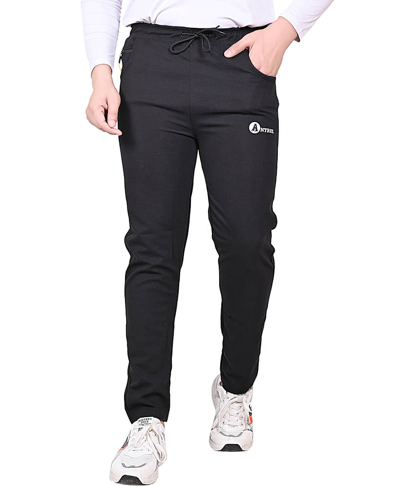 ANTRUE Black Polyester Blend Men's Trackpants ( Pack of 1 ) - Track Pants | Buy online on ZillyBuy
