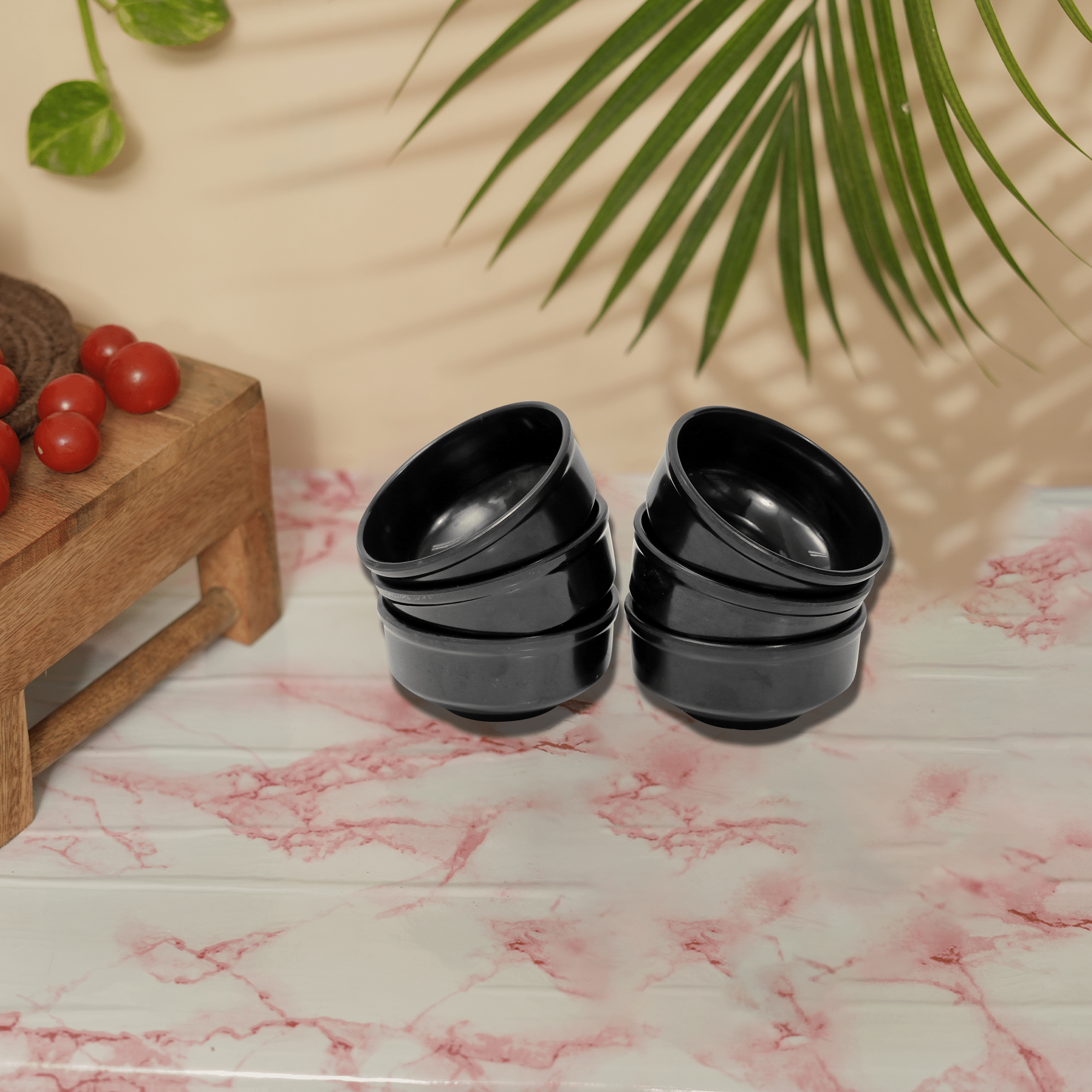     			ARIYA 584-SOUP-BOWL Melamine Plain Serving Bowl 11 cm ( Set of 6 ) Black