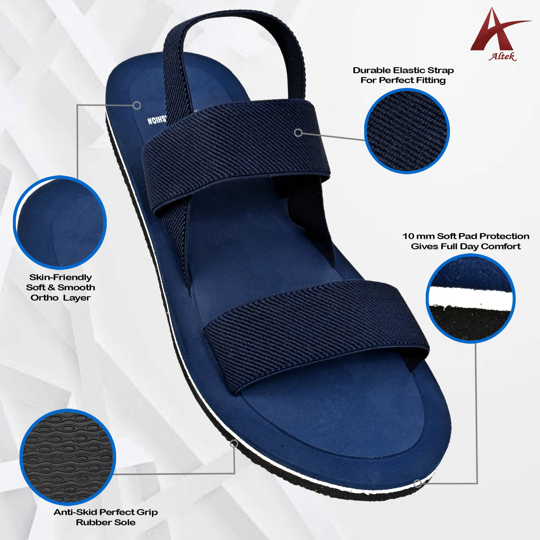     			Altek - Navy Blue Men's Floater Sandals