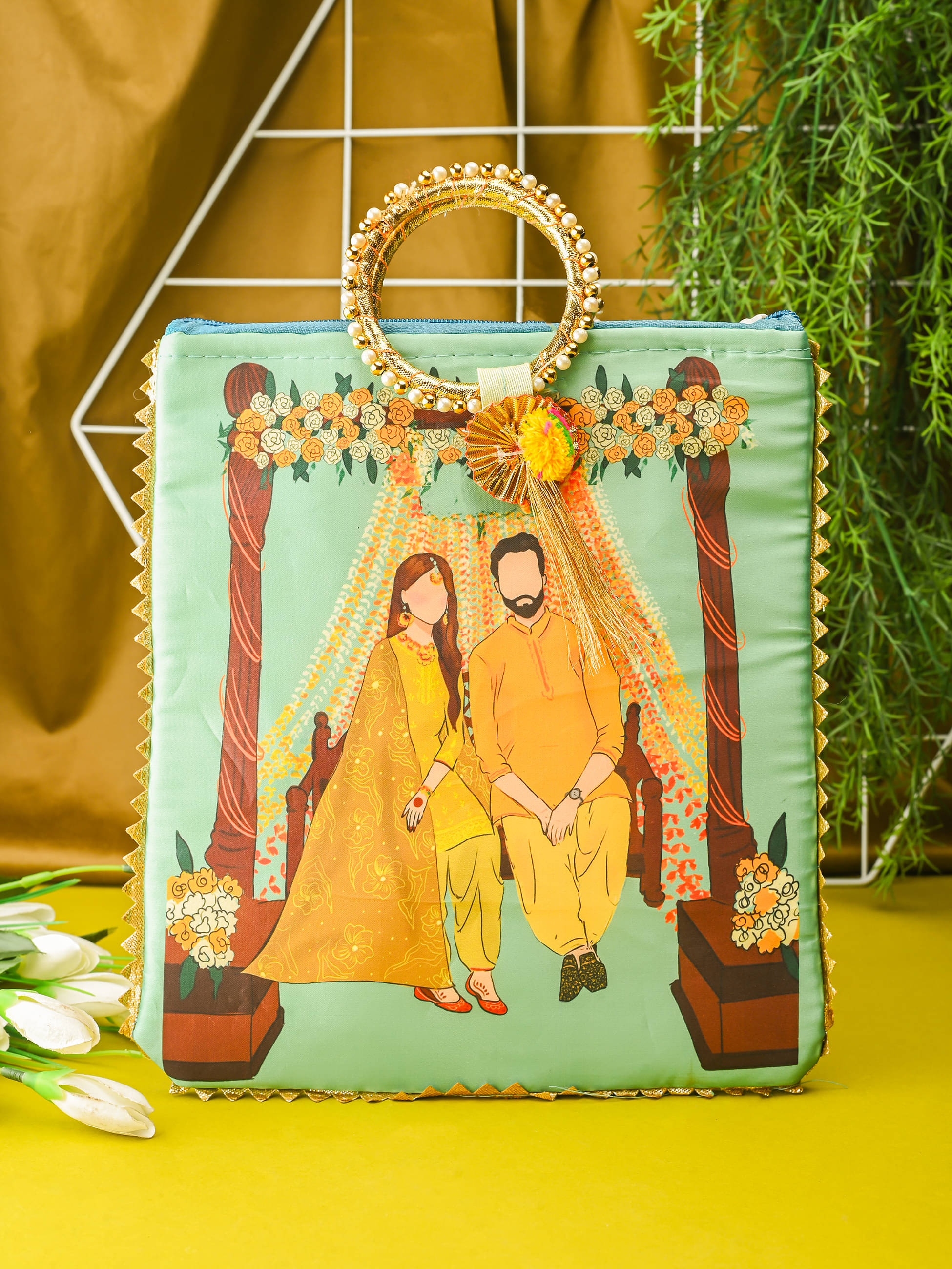     			Anjaneya Creations Handheld Bag Fabric Set of 1 ( Green )