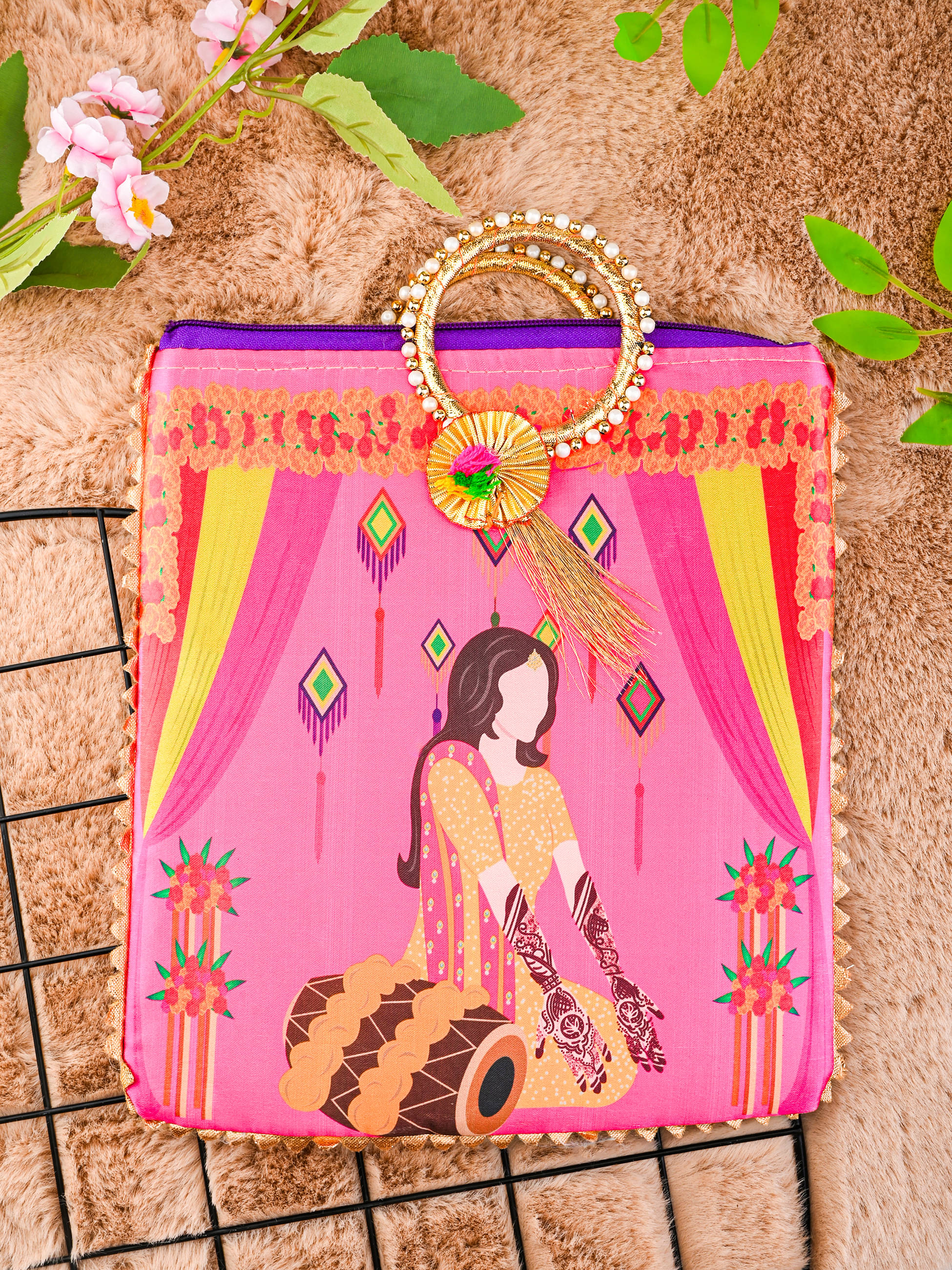     			Anjaneya Creations Handheld Bag Fabric Set of 1 ( Pink )
