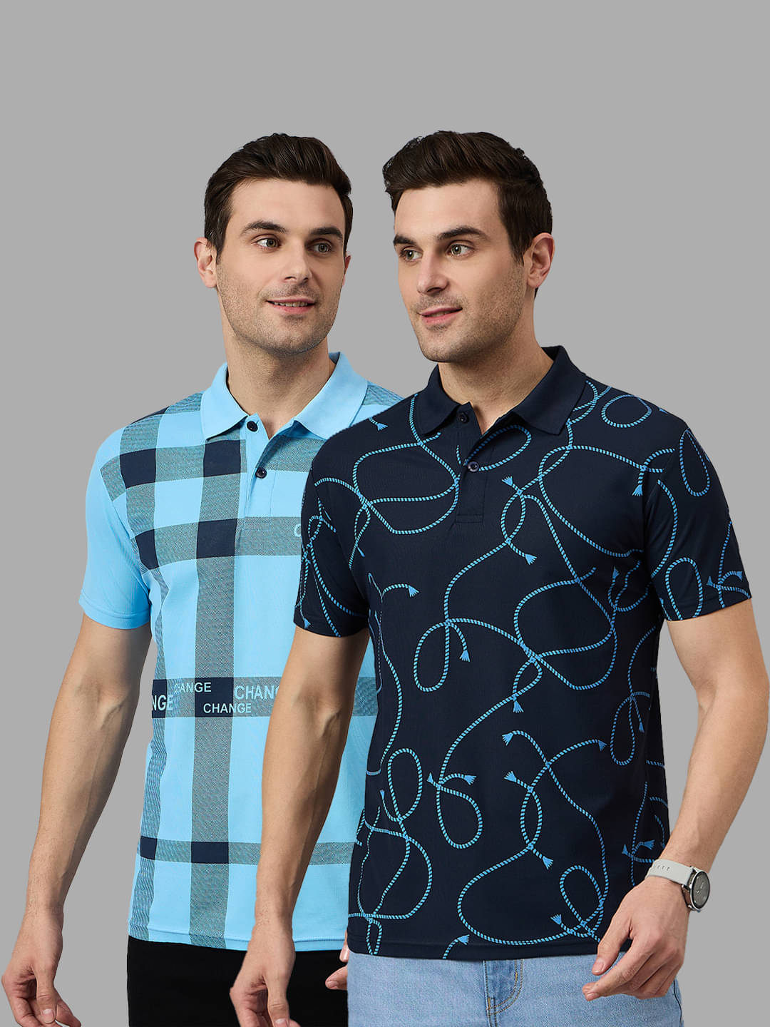 BRONATION Pack of 2 Cotton Blend Regular Fit Printed Half Sleeves Men's Polo T Shirt ( Navy ) BRONATION Pack of 2 Cotton Blend Regular Fit Printed Half Sleeves Men's Polo T Shirt ( Navy )