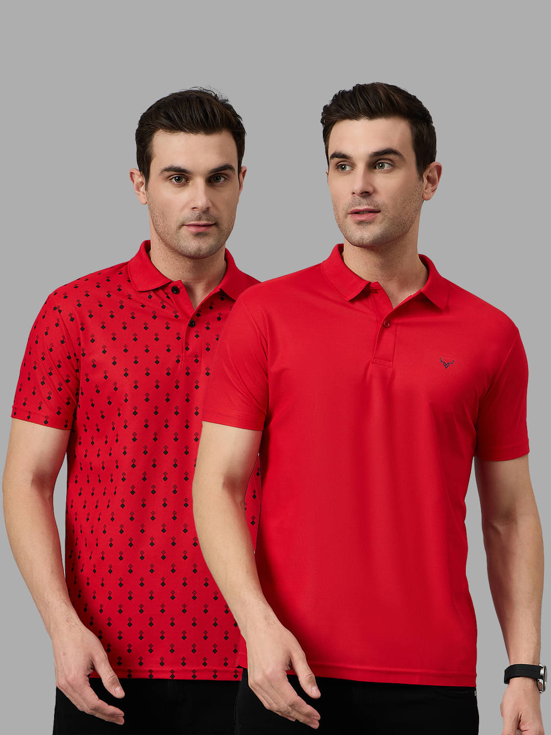 BRONATION Pack of 2 Cotton Blend Regular Fit Solid Half Sleeves Men's Polo T Shirt ( Red ) BRONATION Pack of 2 Cotton Blend Regular Fit Solid Half Sleeves Men's Polo T Shirt ( Red )