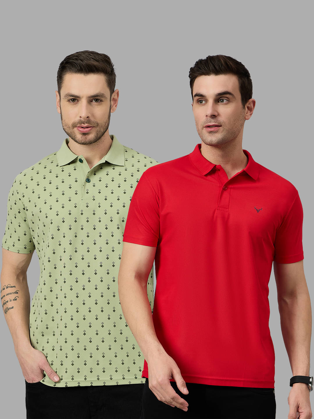 BRONATION Pack of 2 Cotton Blend Regular Fit Solid Half Sleeves Men's Polo T Shirt ( Red ) BRONATION Pack of 2 Cotton Blend Regular Fit Solid Half Sleeves Men's Polo T Shirt ( Red )