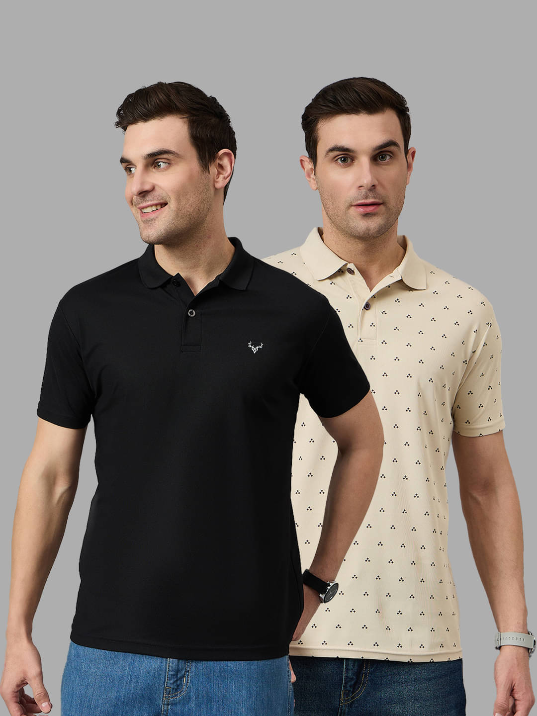     			BRONATION Pack of 2 Cotton Blend Regular Fit Solid Half Sleeves Men's Polo T Shirt ( Black )