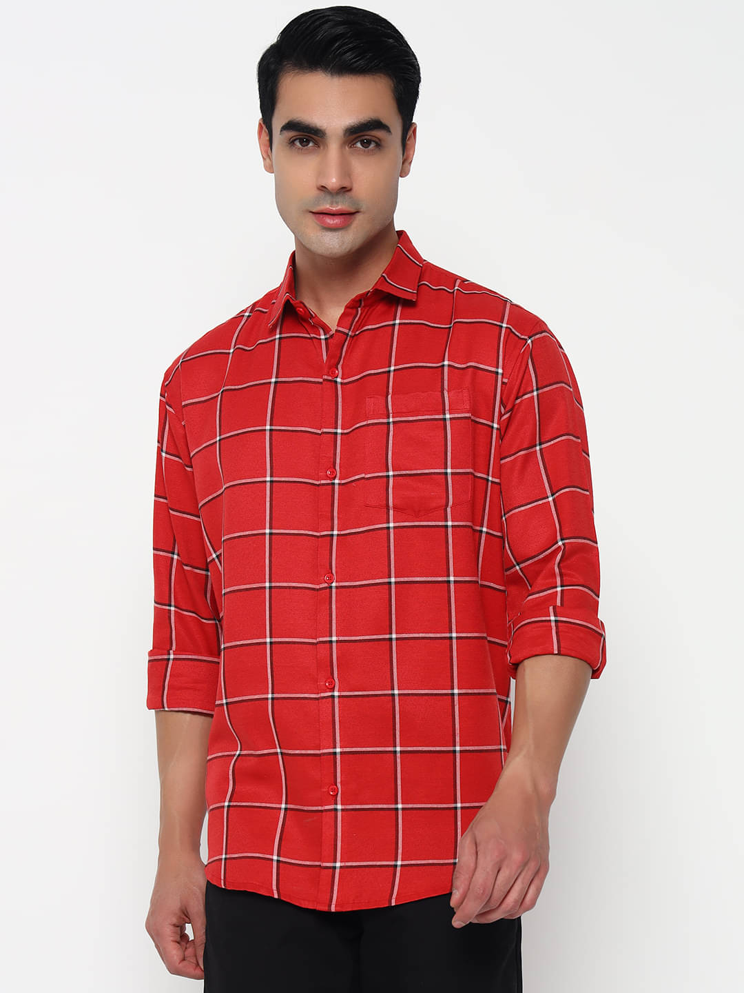     			Buscott Cotton Blend Regular Fit Full Sleeves Men's Formal Shirt - Red ( Pack of 1 )