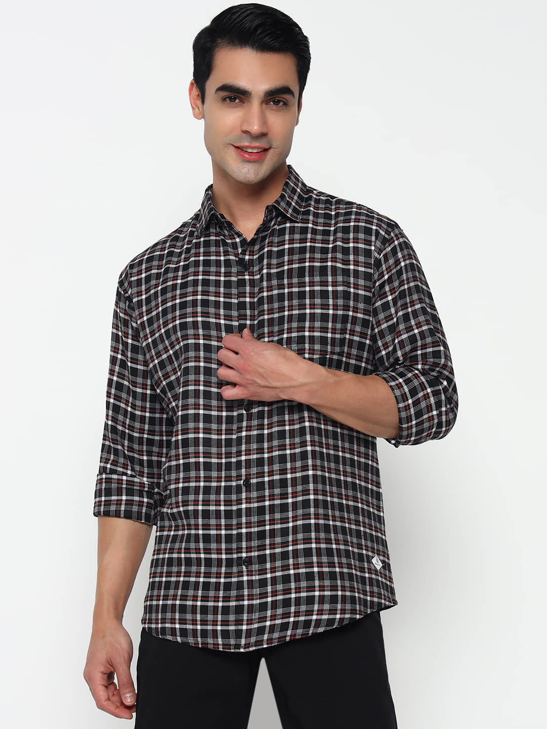 Buscott Cotton Blend Regular Fit Full Sleeves Men's Formal Shirt - Black ( Pack of 1 )